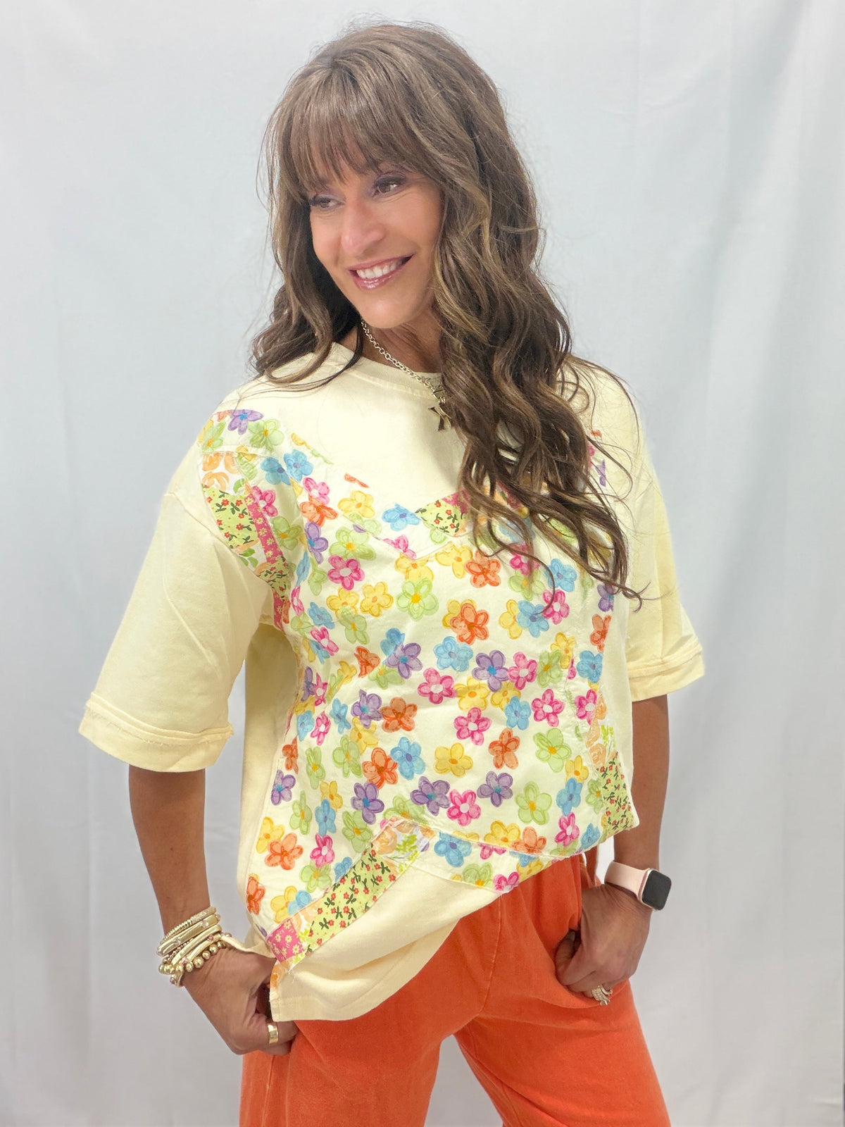 Prove Me Right Meadow Patchwork Top In Cream