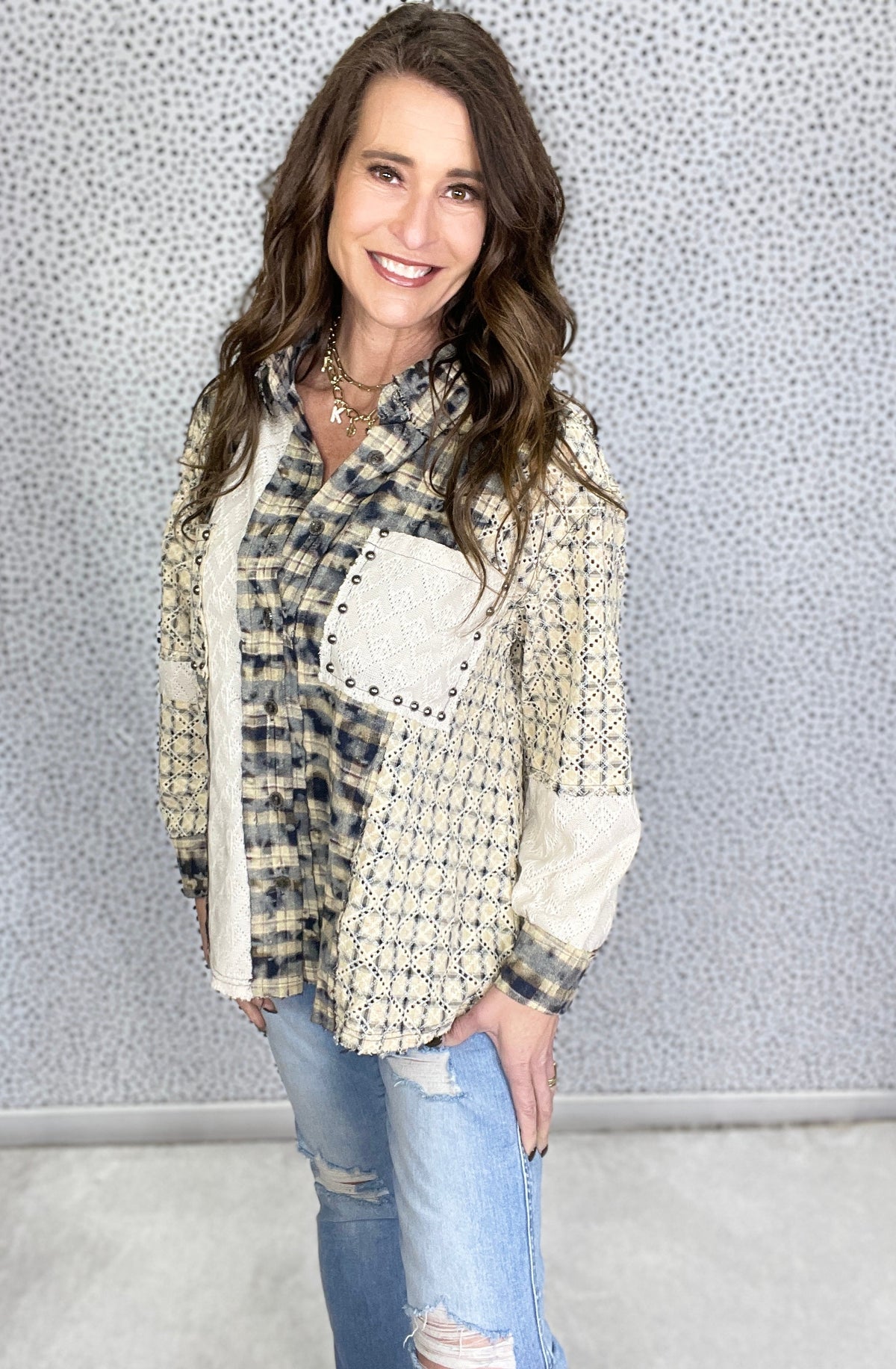 POL What I Got Oversized Long Sleeve Plaid Top In 2 Colors *Final Sale*
