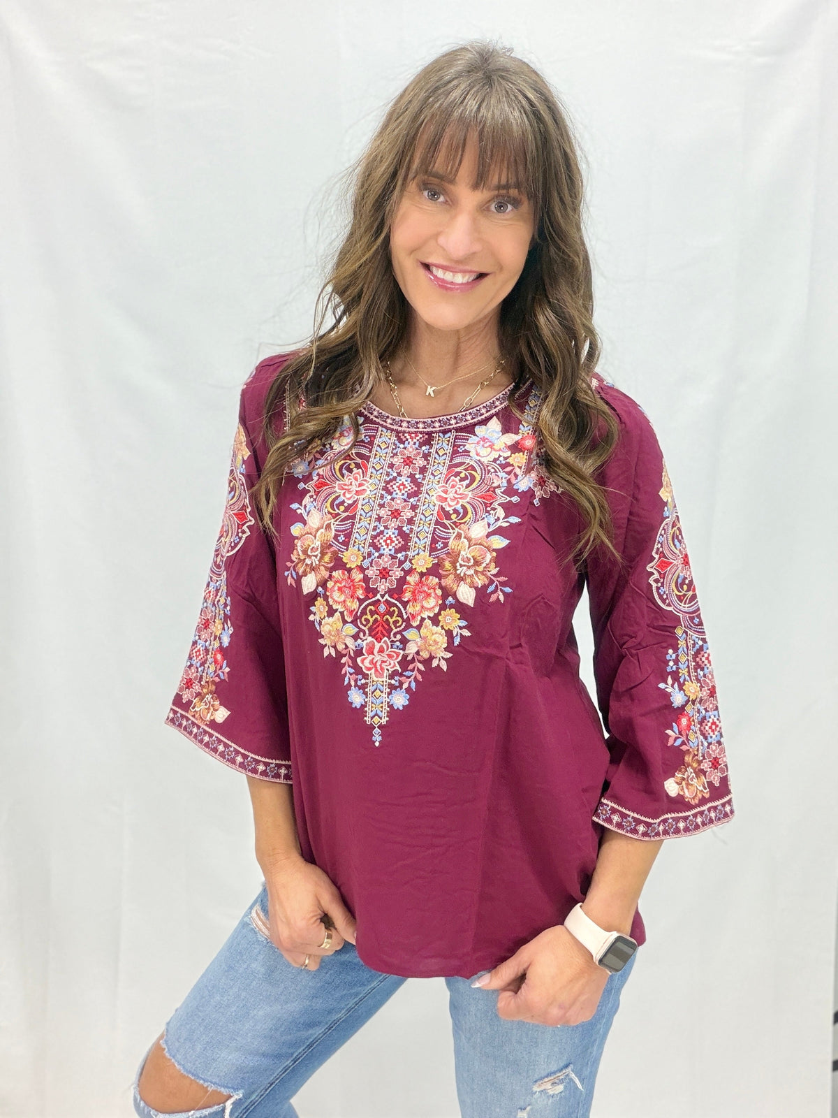 Autumn Bloom Burgundy Top *Final Sale*