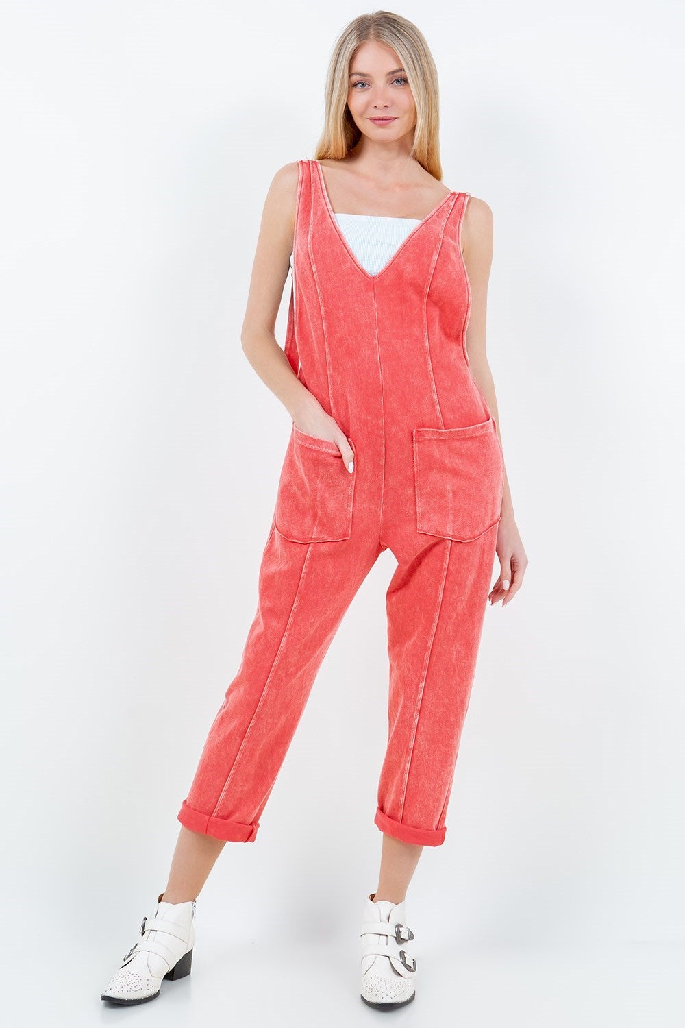 Elegant Edge Mineral Washed Jumpsuit In 2 Colors *Final Sale*