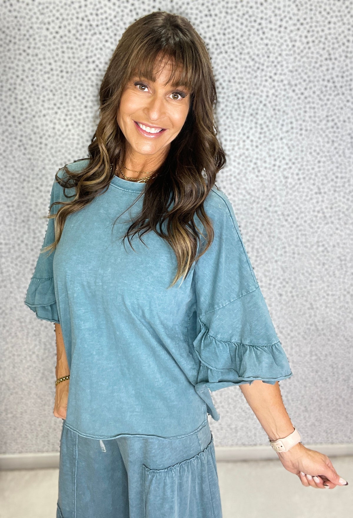 Breeze Ruffle Mineral Wash Top in 3 Colors