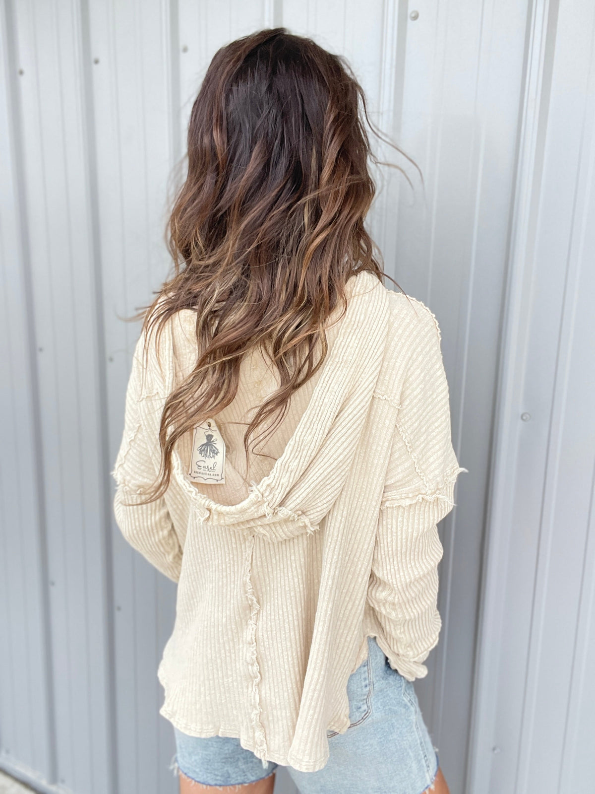 Set Your Goals Rib Knit Hoodie In 7 Colors: Khaki, Plum, Mocha, Blue, Mushroom, Oatmeal, Sage *Final Sale*