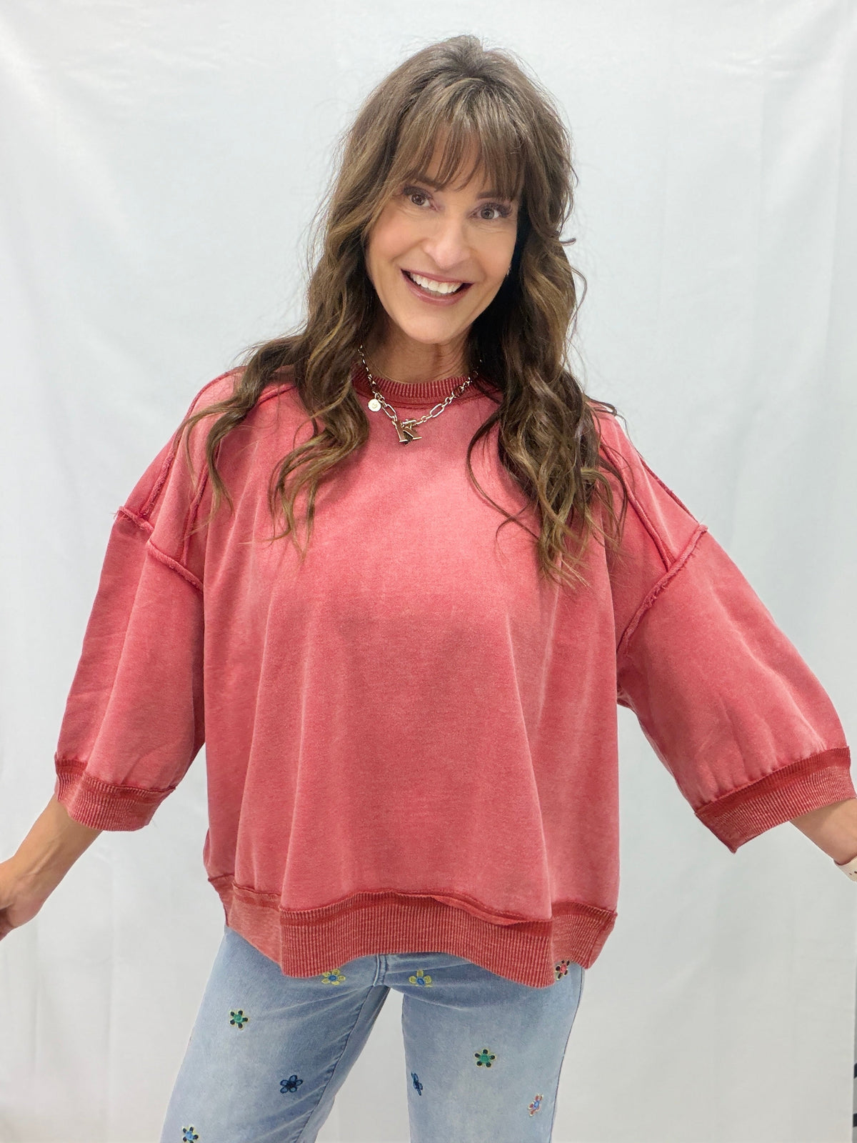 Washed Terry Pullover In 2 Colors