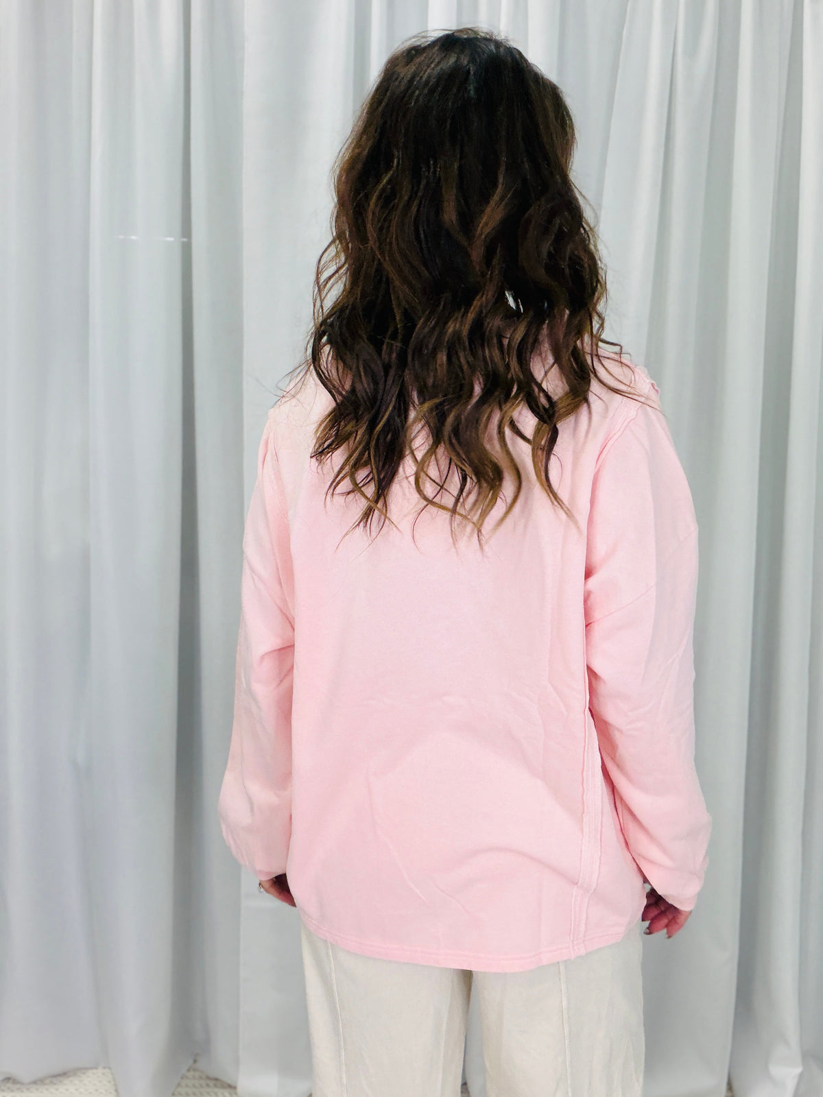 Love Notes Washed Terry Pullover In Pink