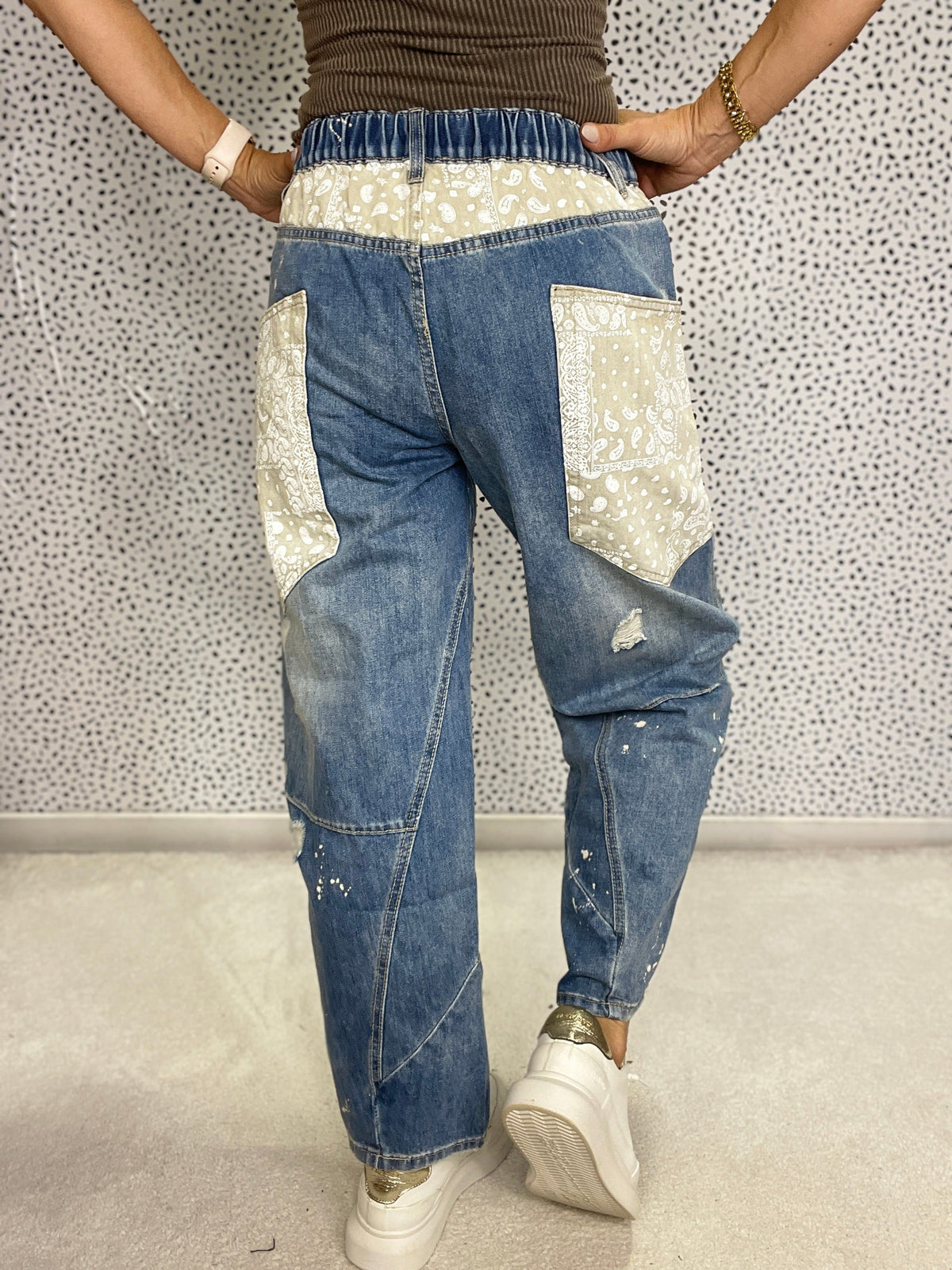 Bandana Patch Wide Leg Jeans