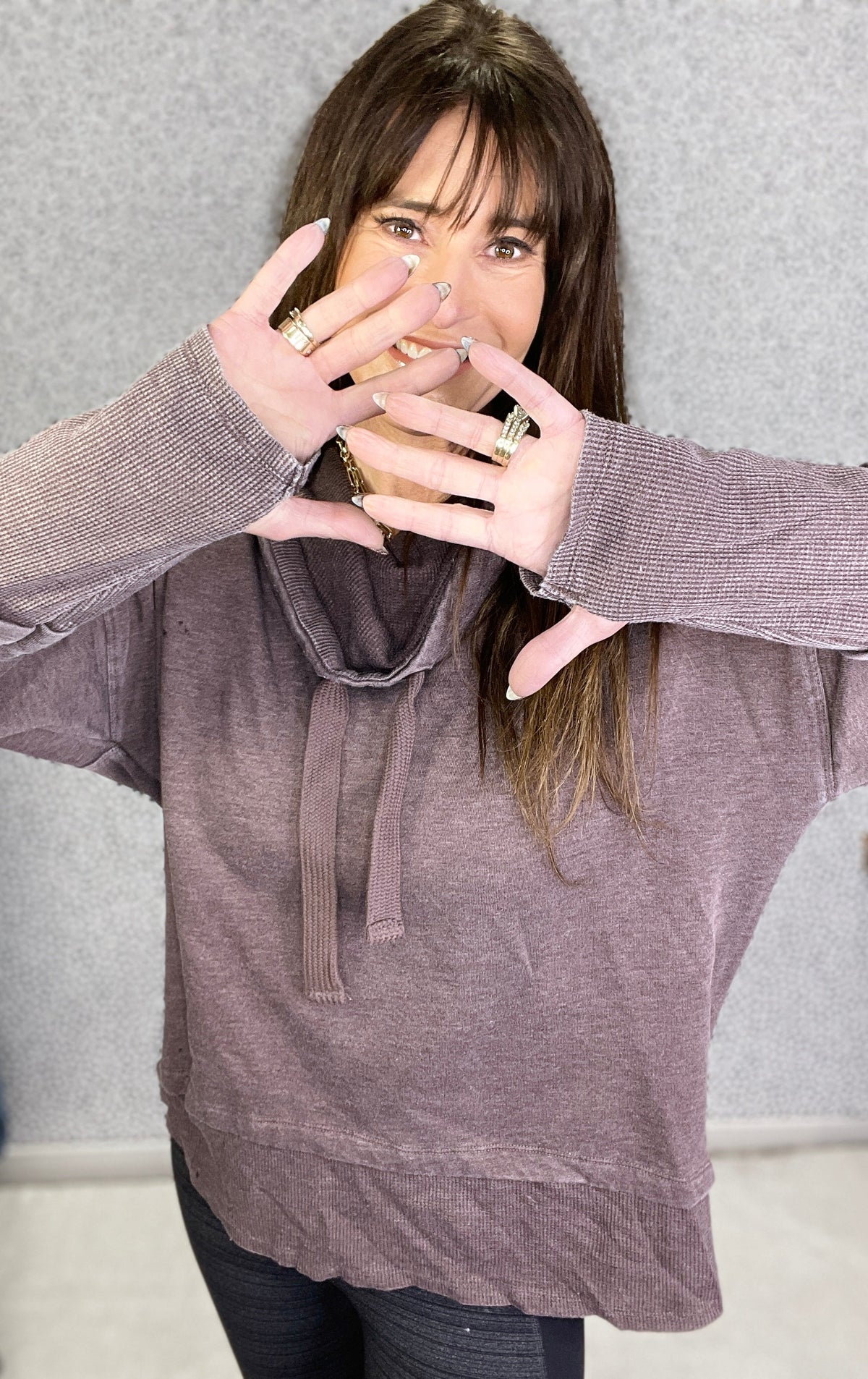 Curvy Always There For You Drawstring Pullover In Plum *Final Sale*