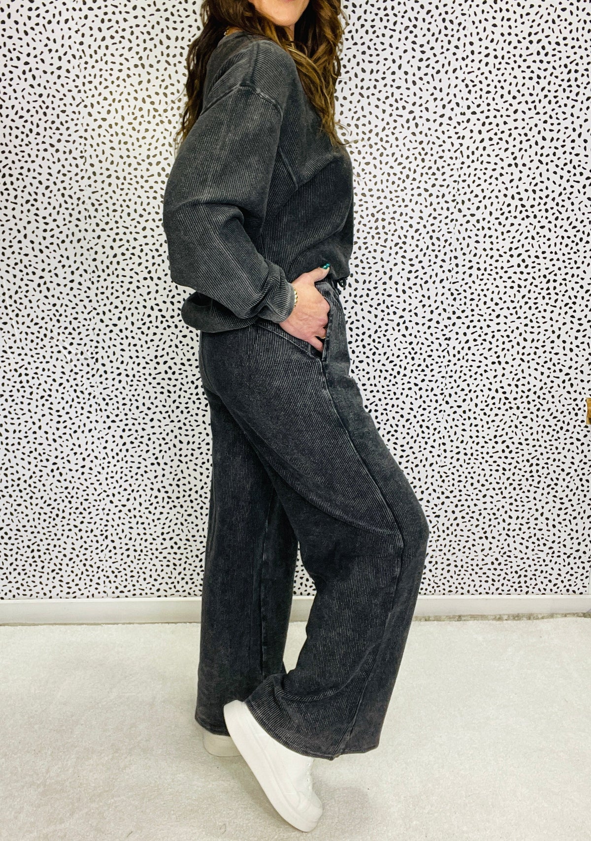 Snow Washed Corded Straight Leg Pants In 3 Colors