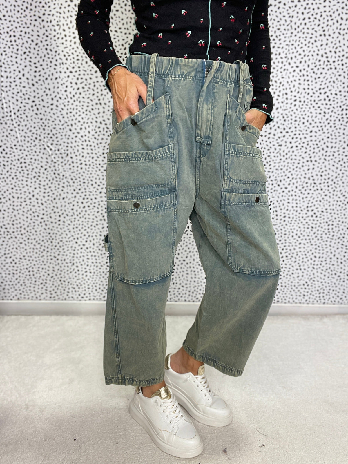 Oli & Hali Mineral Washed Wide Leg Cargo Jean In 2 Colors *Final Sale*