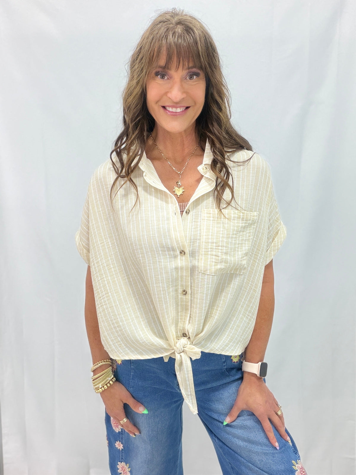 Free To Dream Striped Button Down Shirt In 2 Colors
