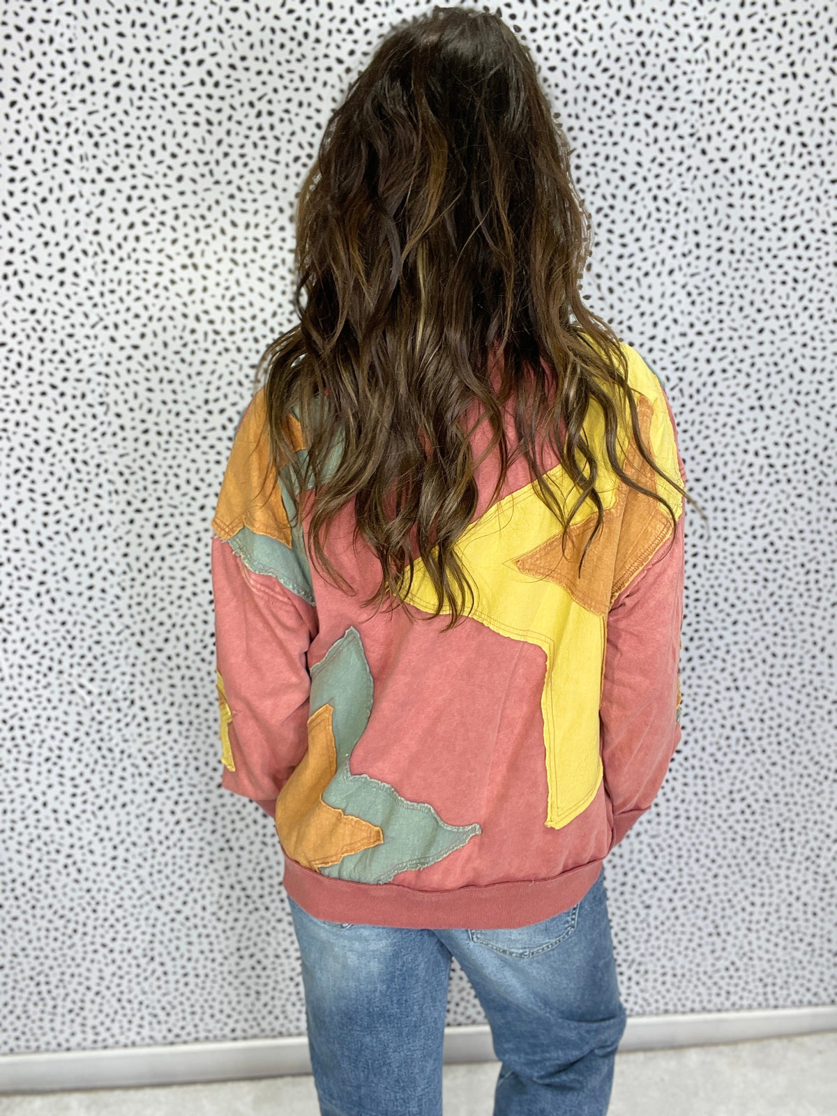 Oli & Hali Now Or Never Washed Star Patch Pullover Top In 2 Colors