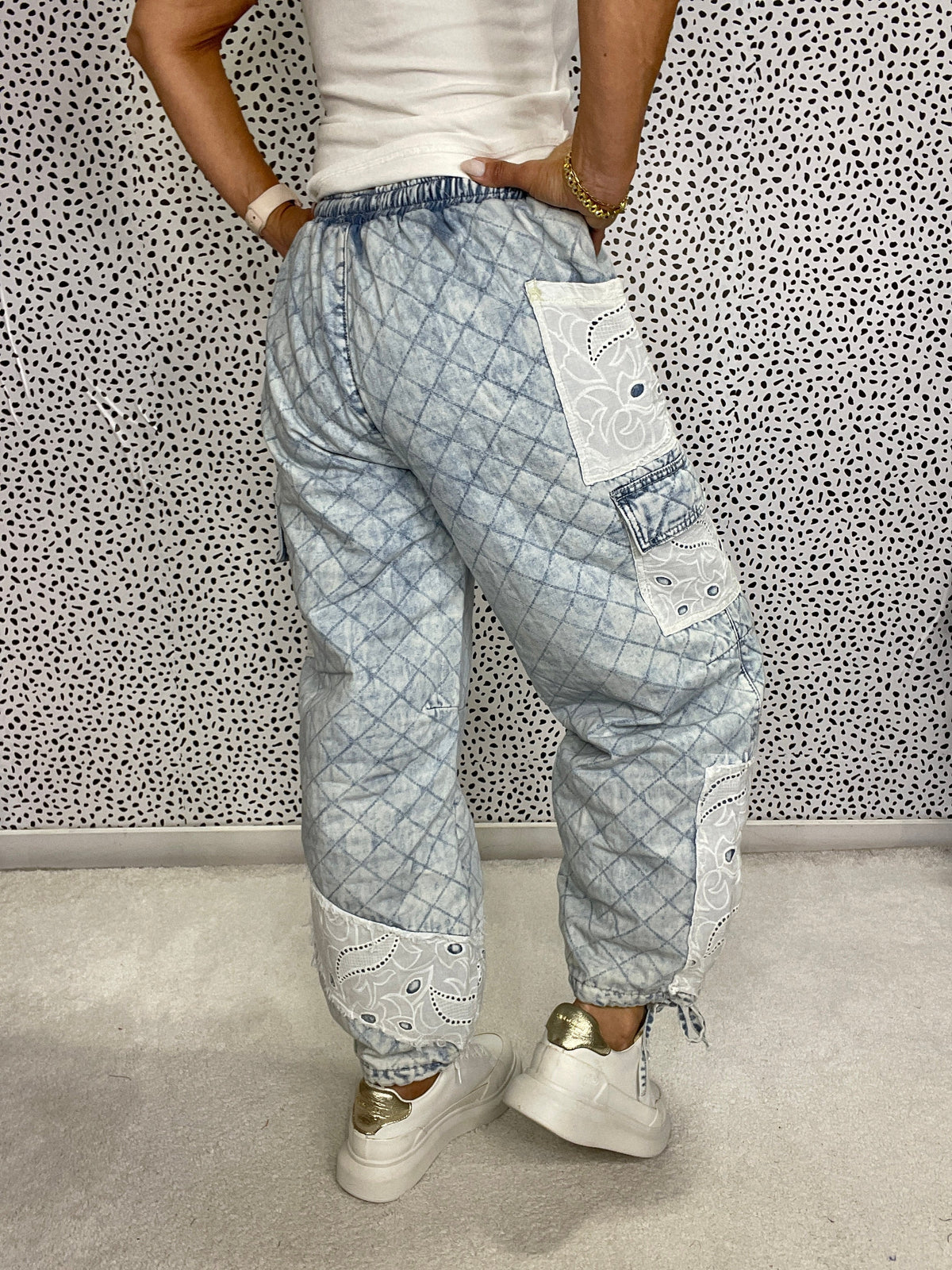 POL Pretty Please Quilted Joggers In Denim *Final Sale*