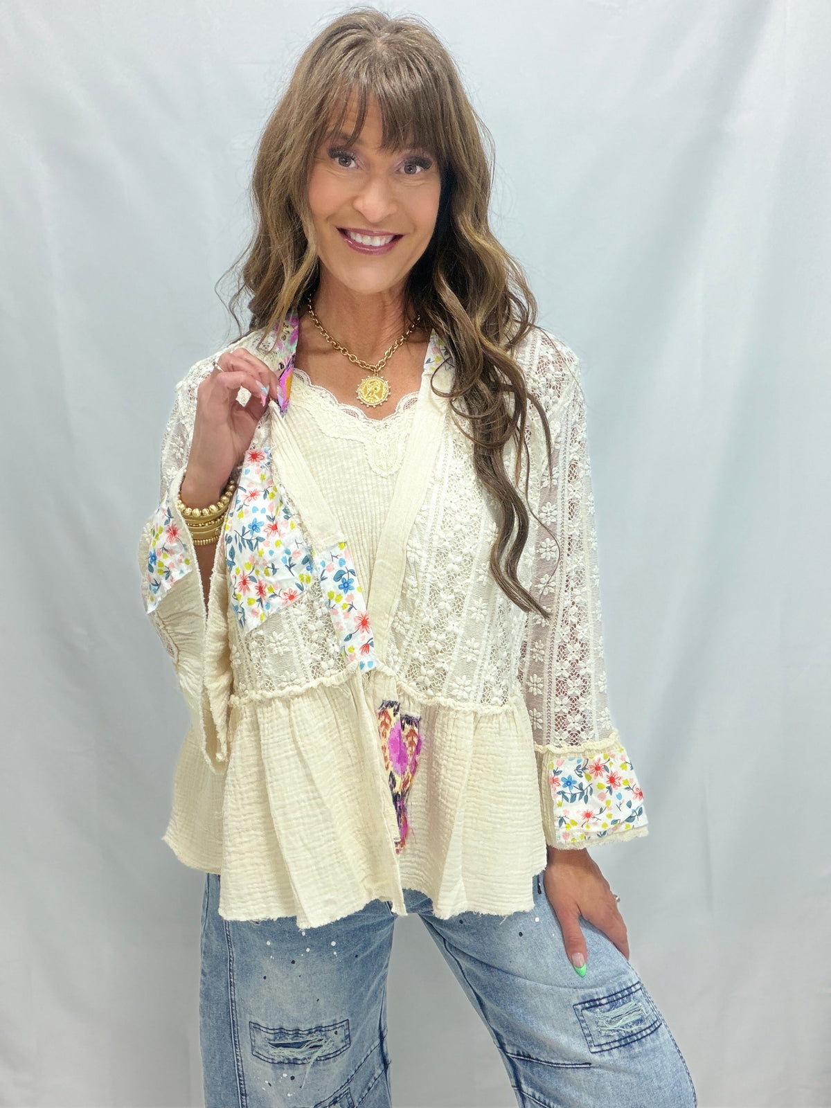 POL Bringing Sun Stretch Lace Cardigan In 3 Colors