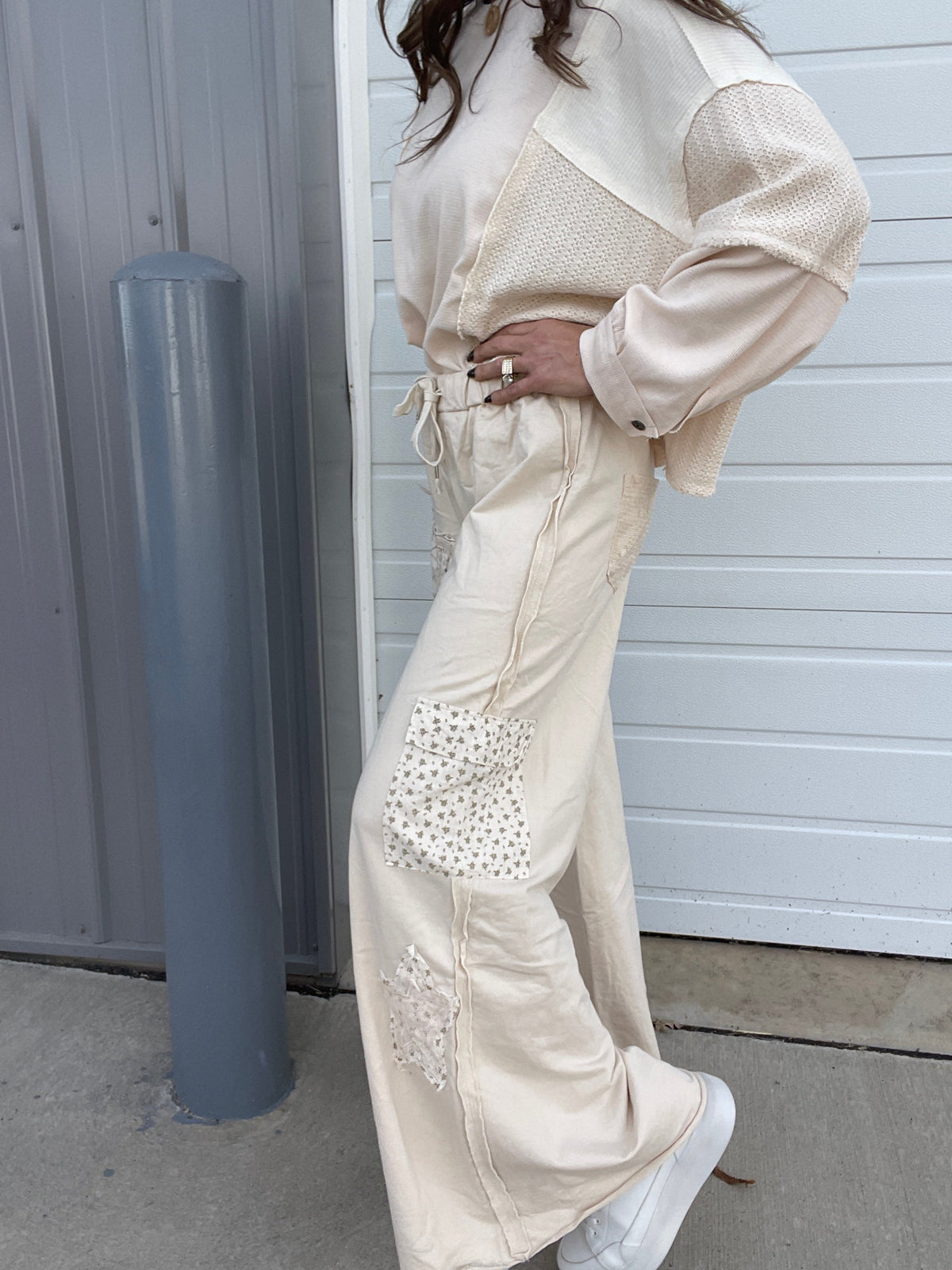 POL Star Light Star Bright Wide Leg Star Patch Pants In 2 Colors *Final Sale*