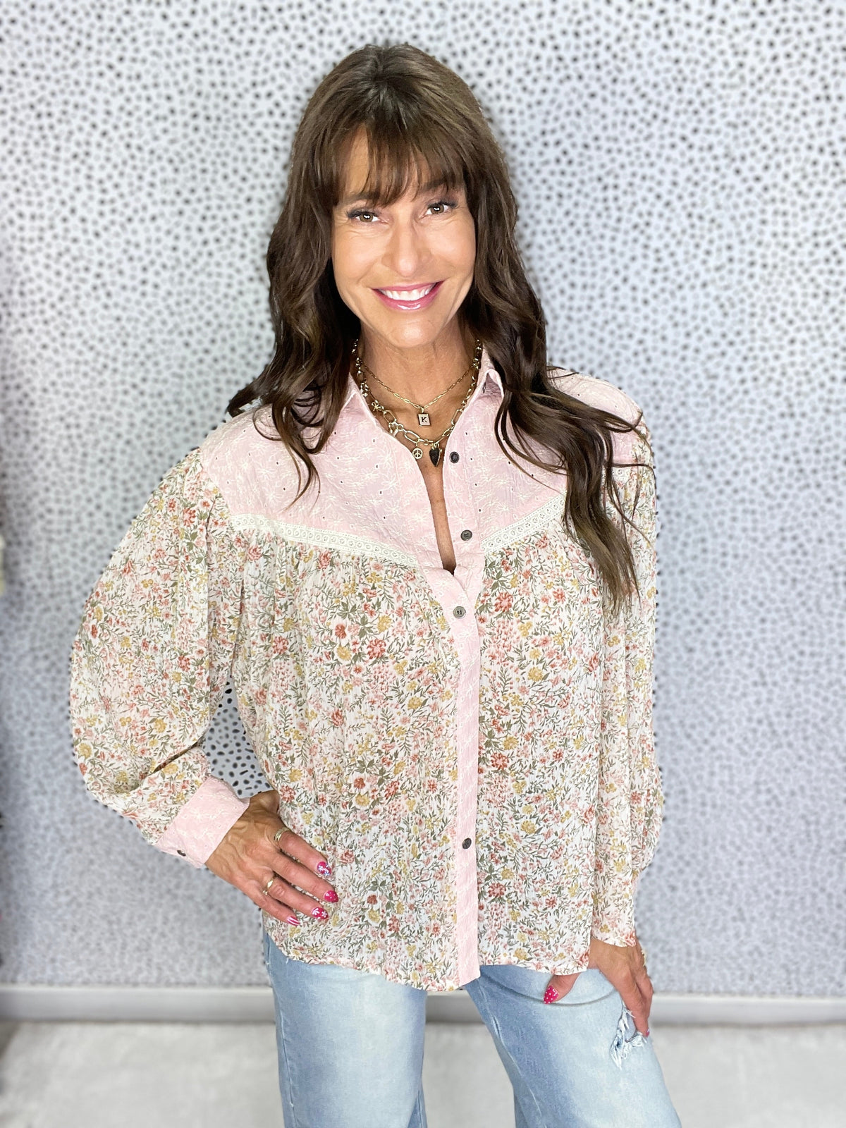 Pol Meadow Bloom Button-Up in 2 Colors