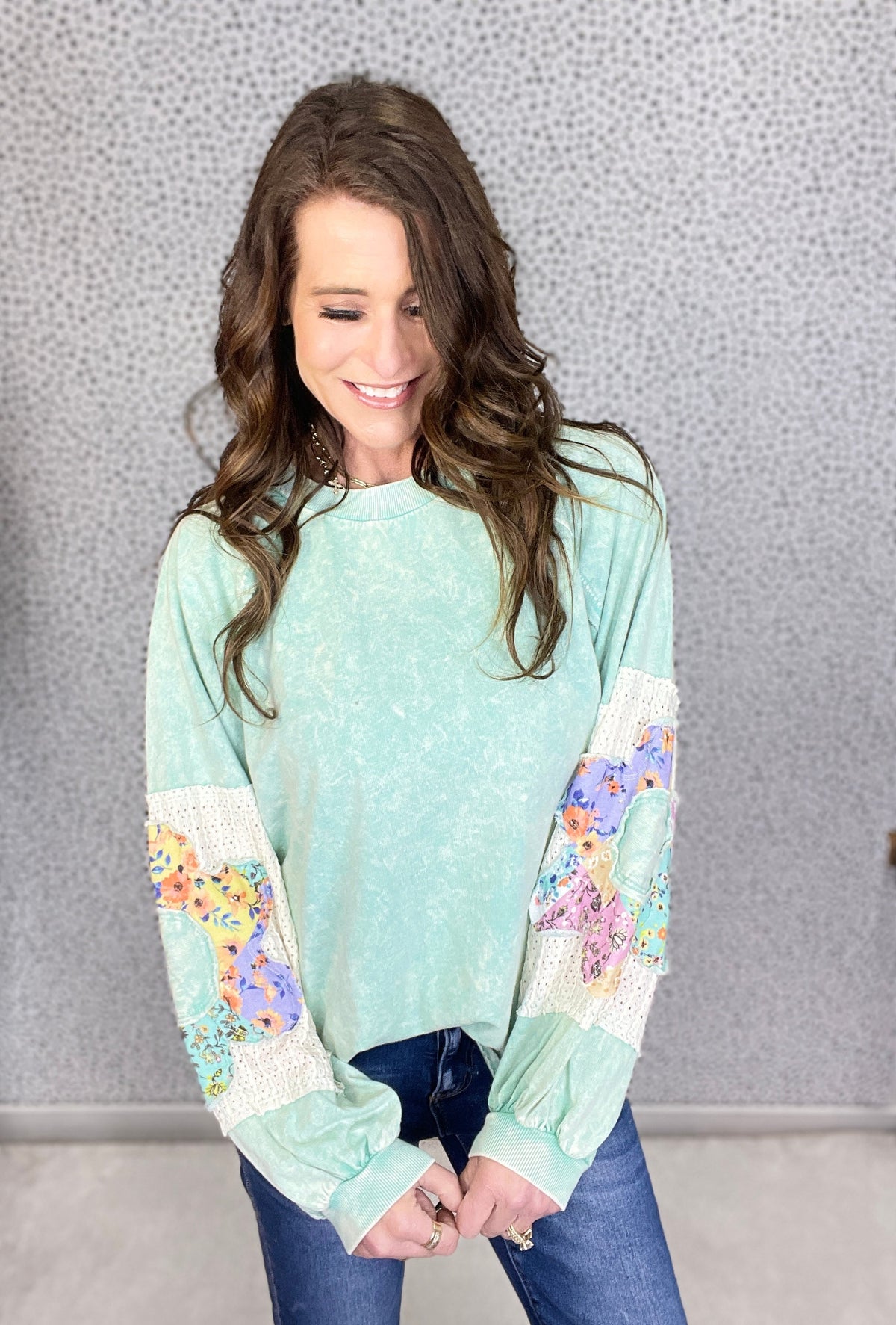 Still Playing Floral Patch Long Sleeve Top In 5 Colors *Final Sale*