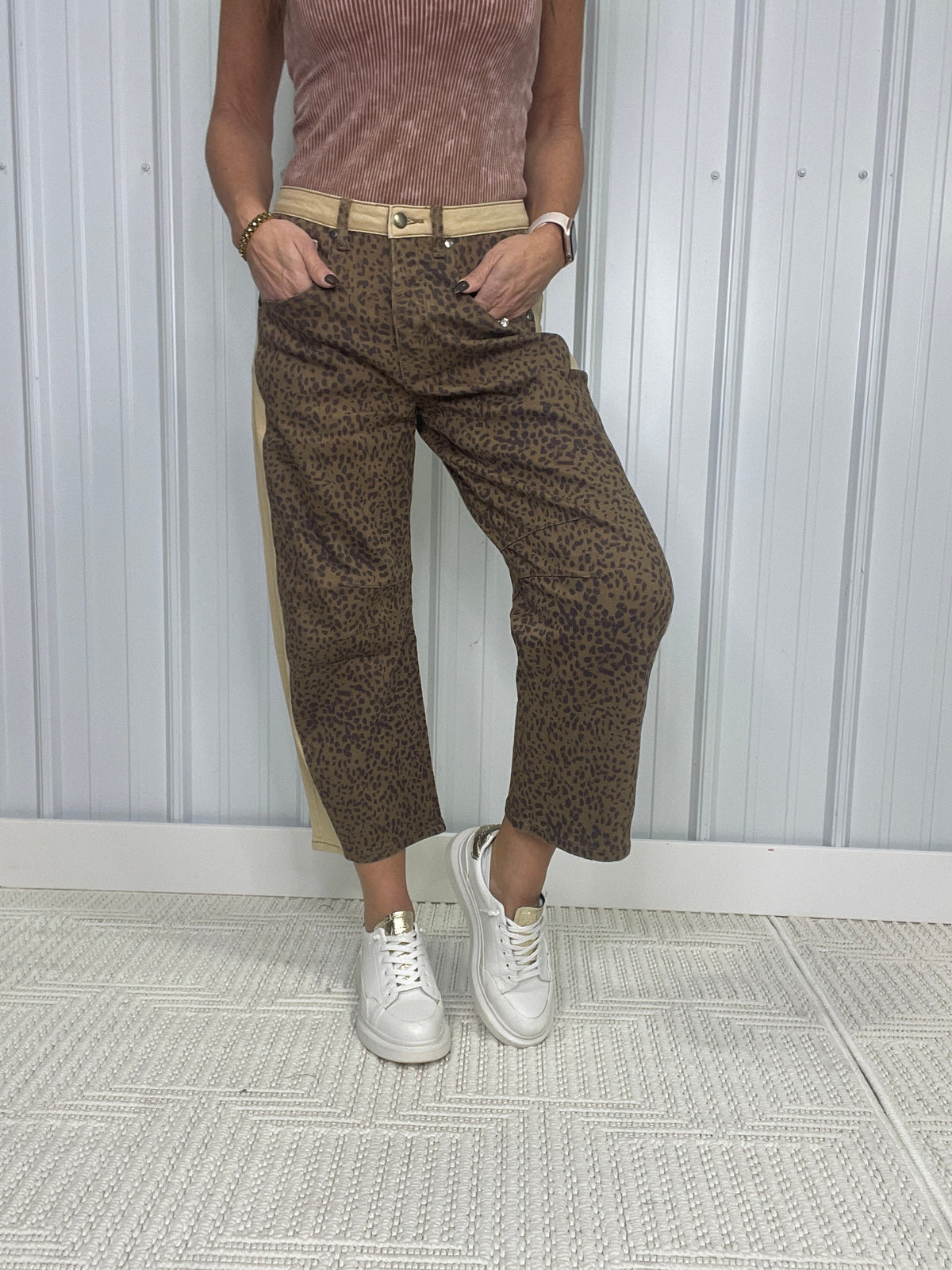 Bold Instincts Animal Printed Barrel Pants In Mocha