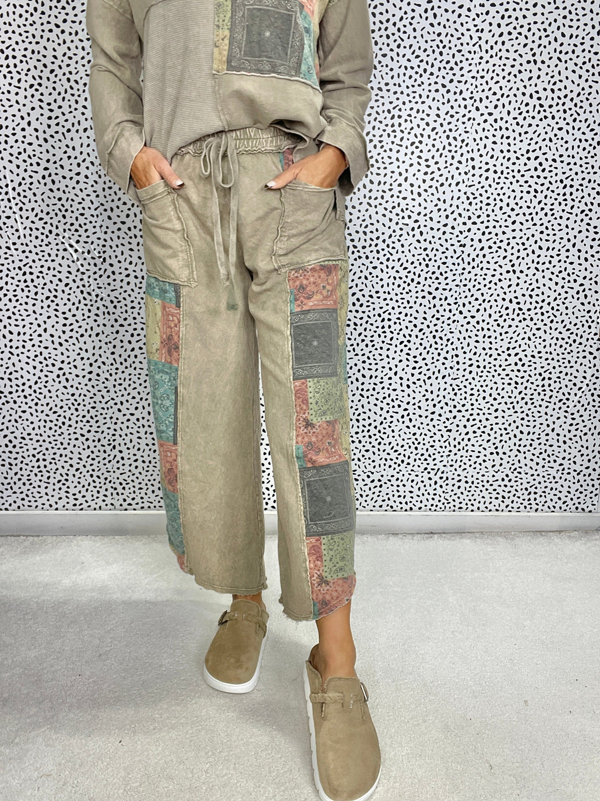 Revival Patchwork Crop Pants In 3 Colors