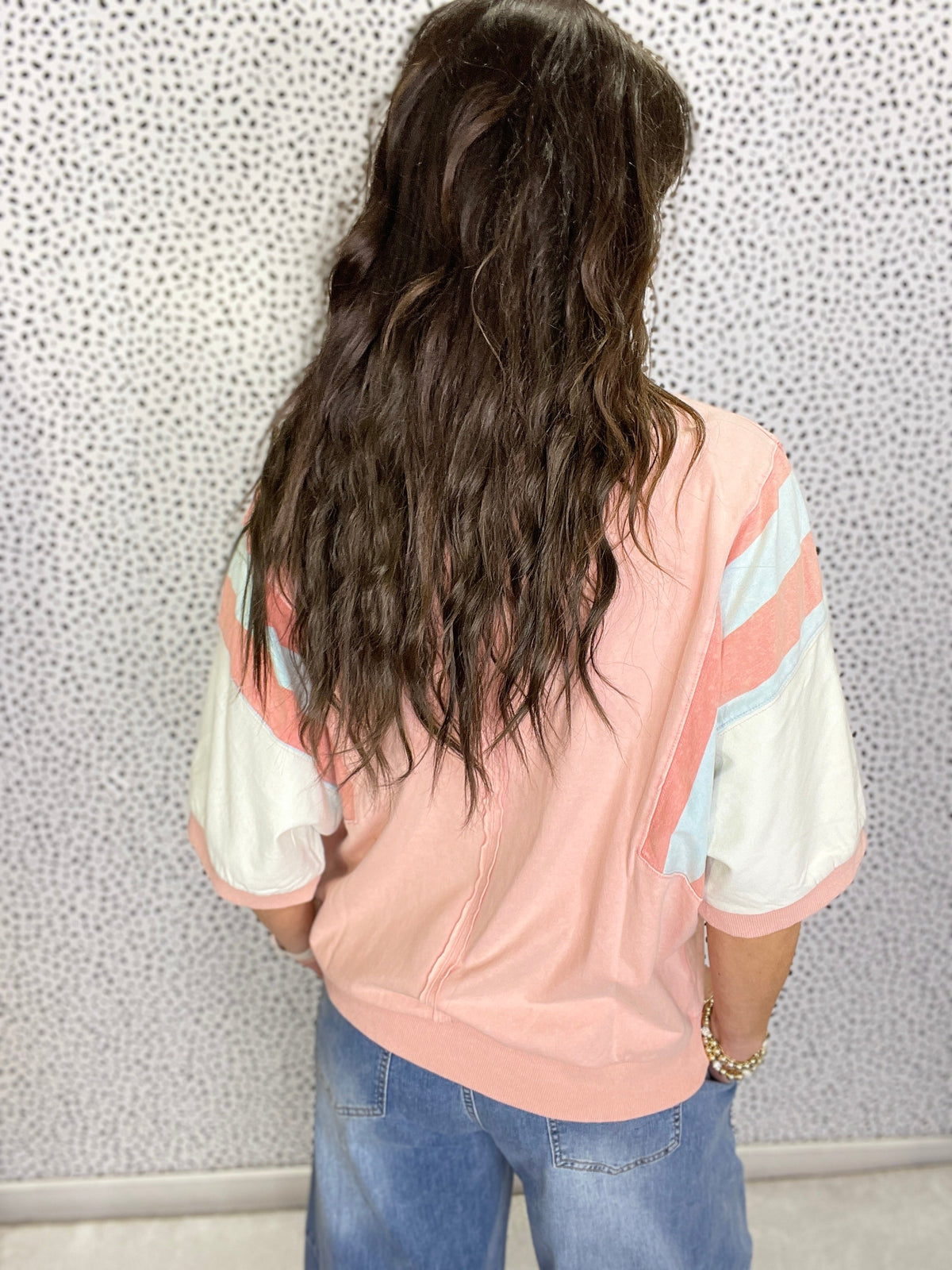Blooming Marvelous Color Block Flower Patch Terry Knit Top In 3 Colors *Final Sale*