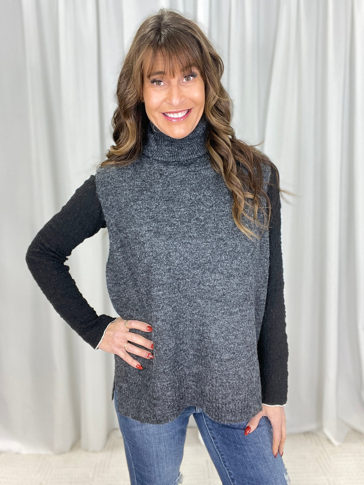 Let's Stay In Turtle Neck Sweater Vest In 2 Colors *Final Sale*