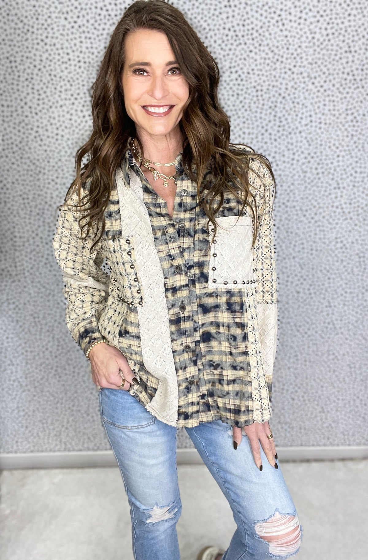 POL What I Got Oversized Long Sleeve Plaid Top In 2 Colors *Final Sale*