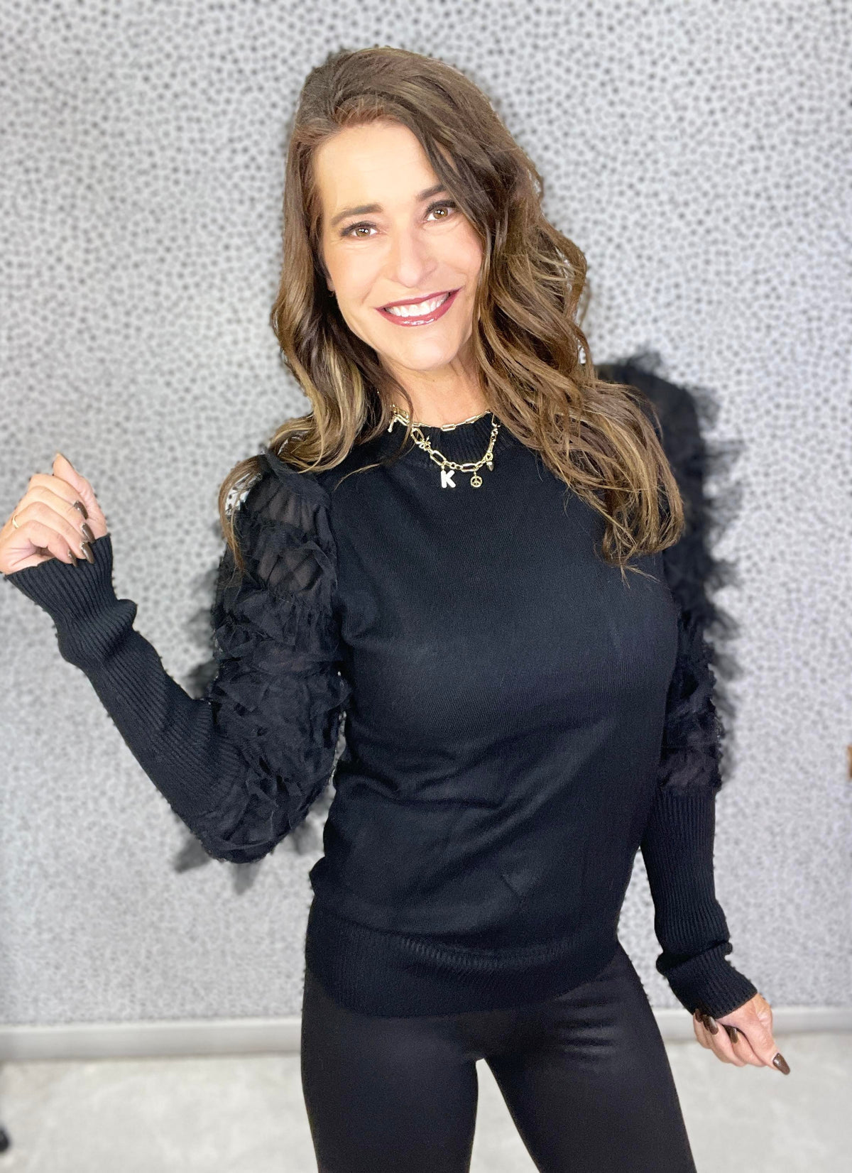 An Enchanted Evening Tiered Lace Sleeve Sweater