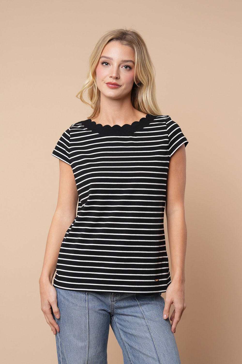 Sweet Life Short Sleeve Striped Knit Top In Black *Final Sale*