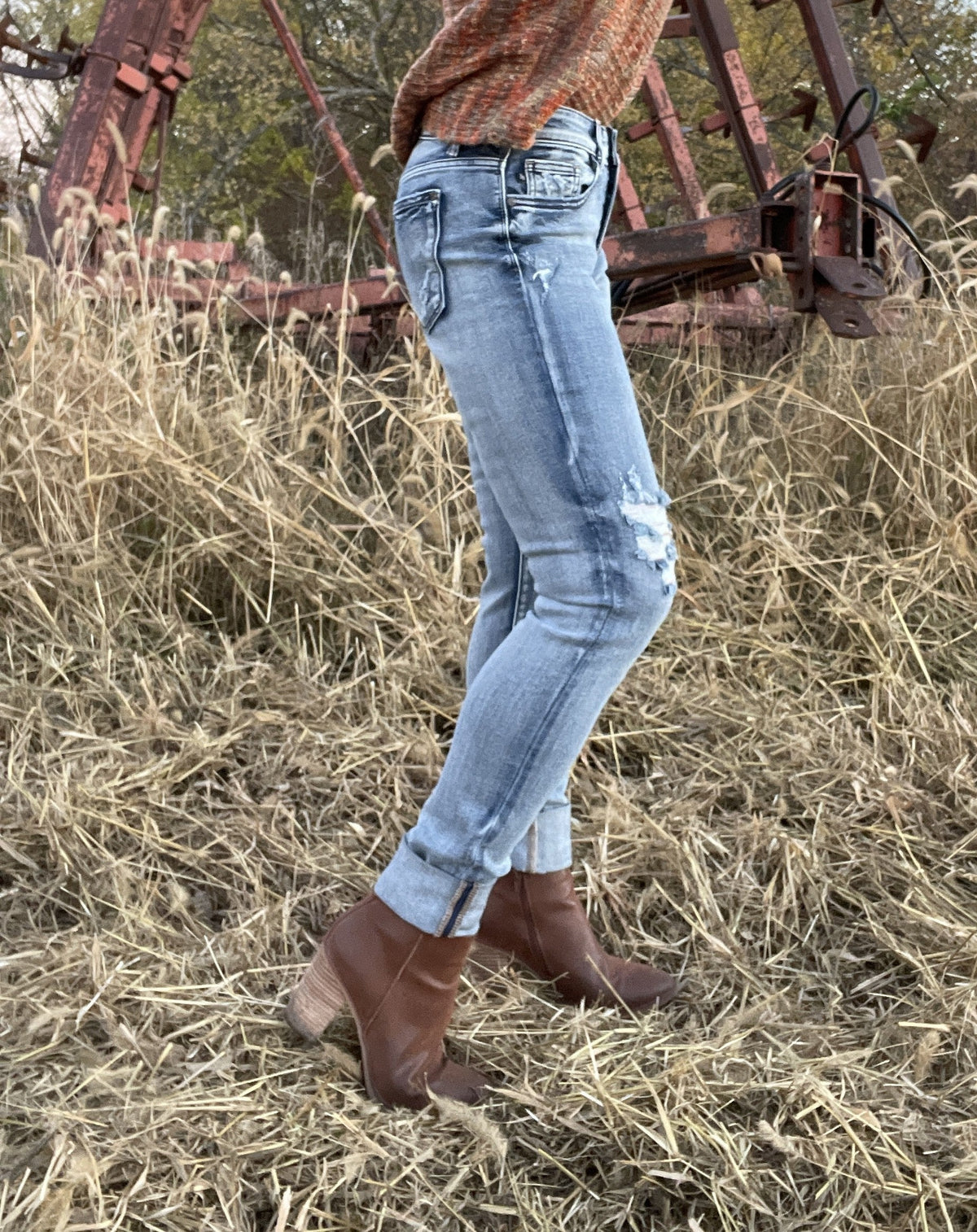 Judy Blue Kepra Button Front Distressed Cuffed Boyfriend Jean 396 *Final Sale*
