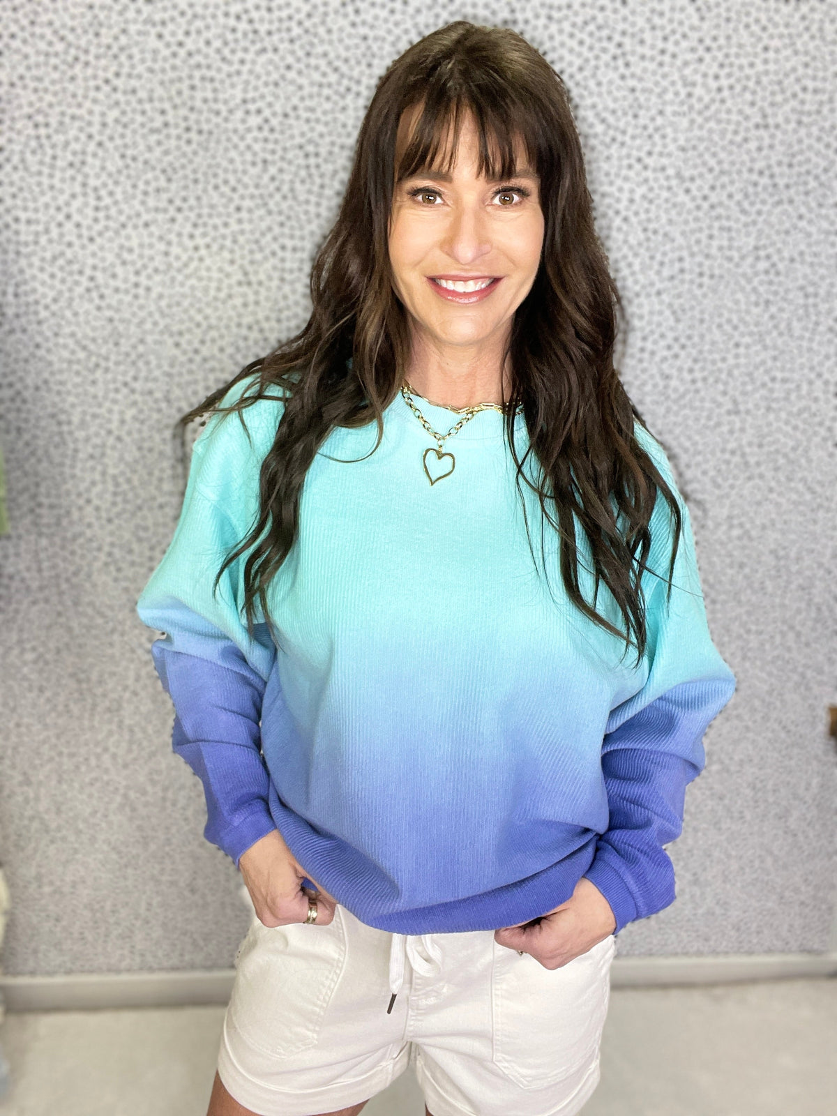 Spring Snow Washed Corded Crewneck Dip Dye In 2 Colors