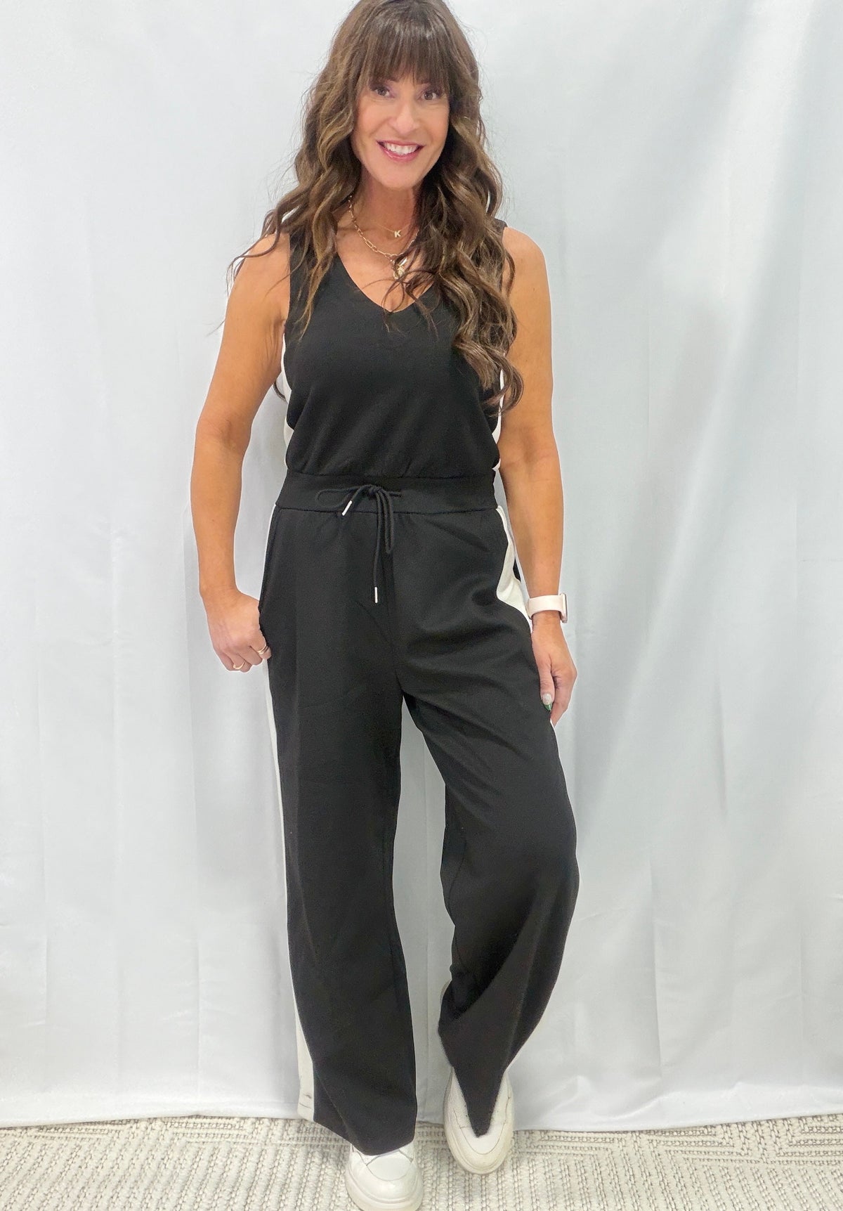Stay In The Game Sleeveless Jumpsuit In Black