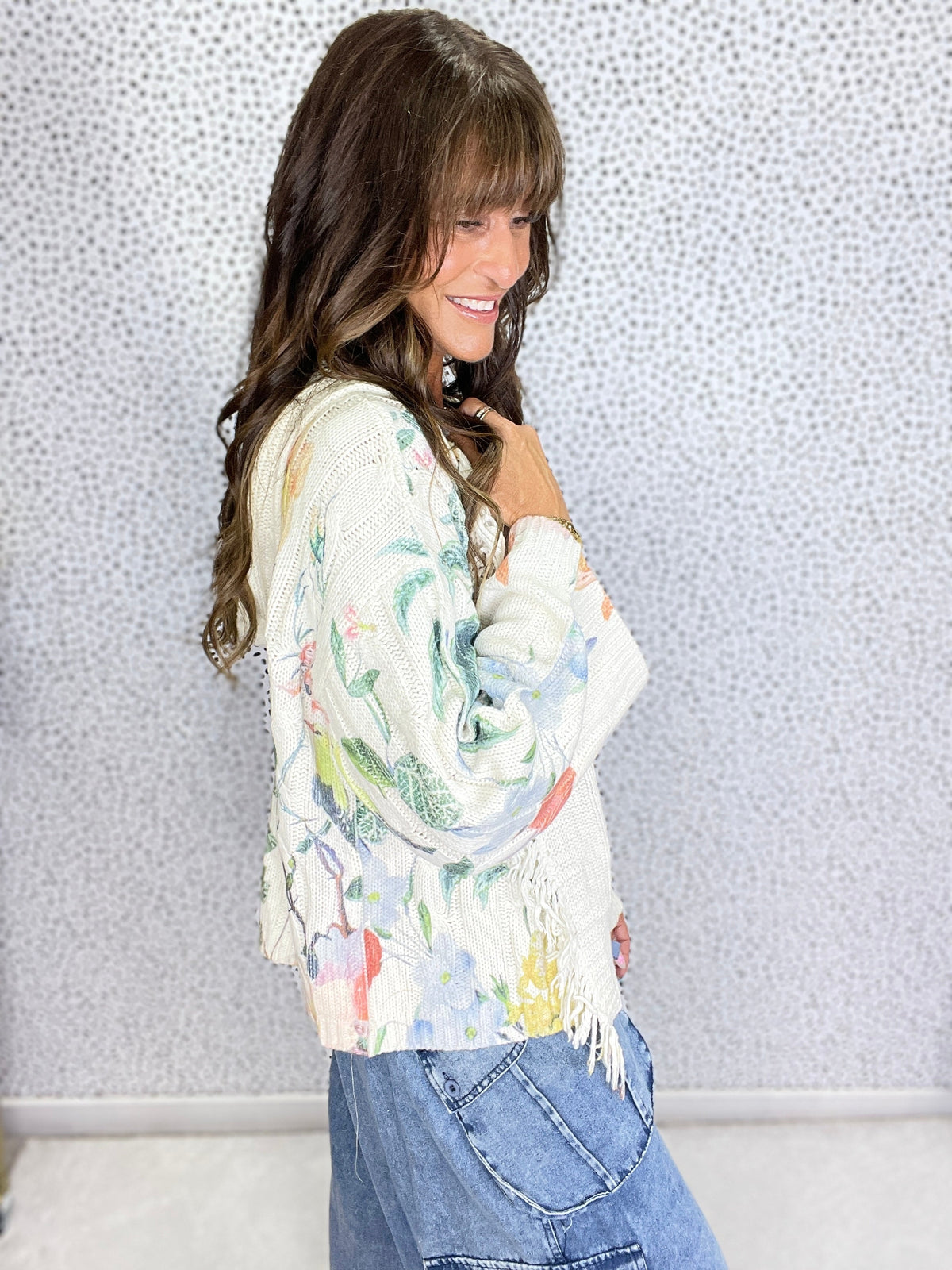 Pol Wildflower Fringe Cardigan *Final Sale*