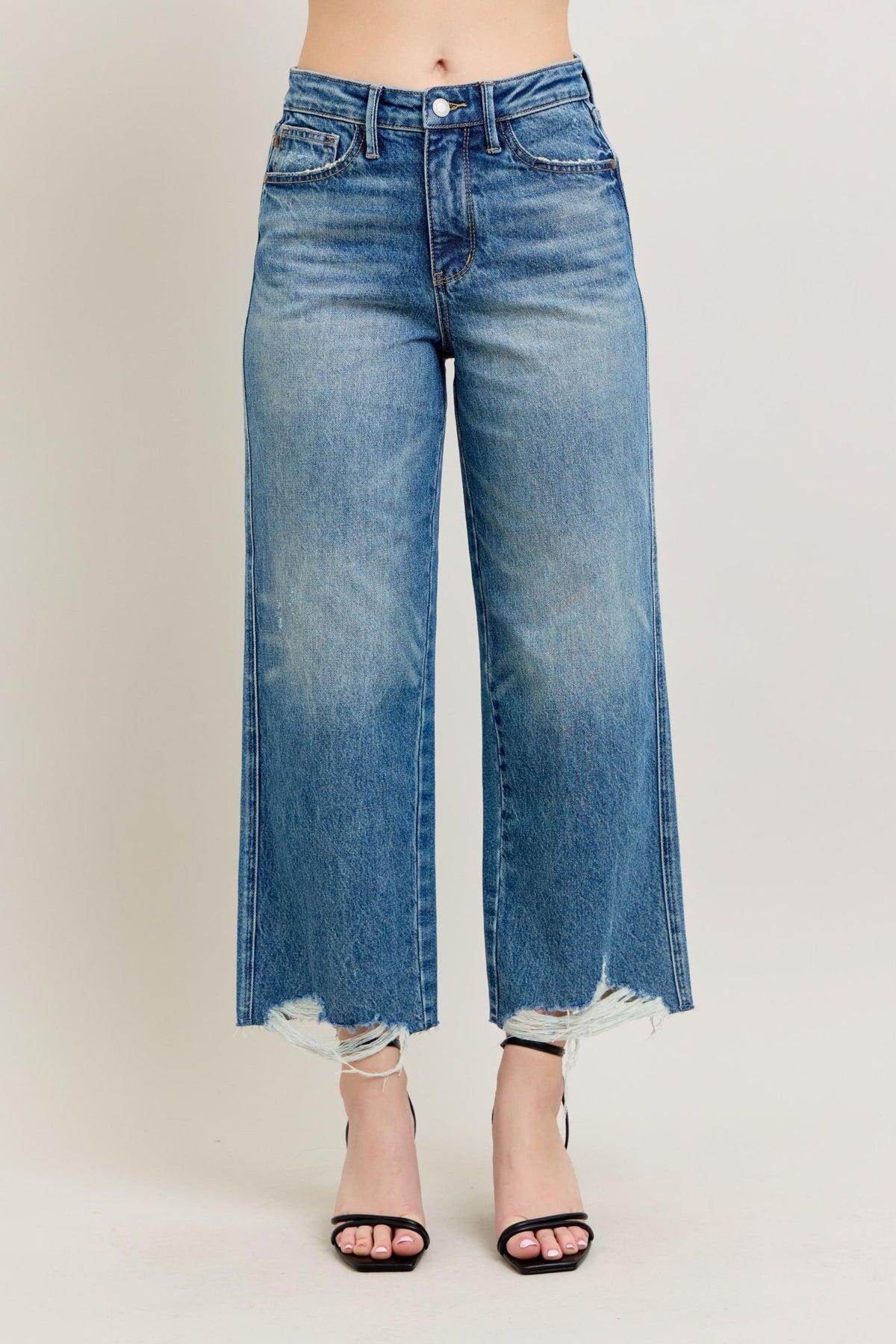 Judy Blue Claudia High Waist Rigid Magic Wide Leg Crop Jeans 963 In Medium
