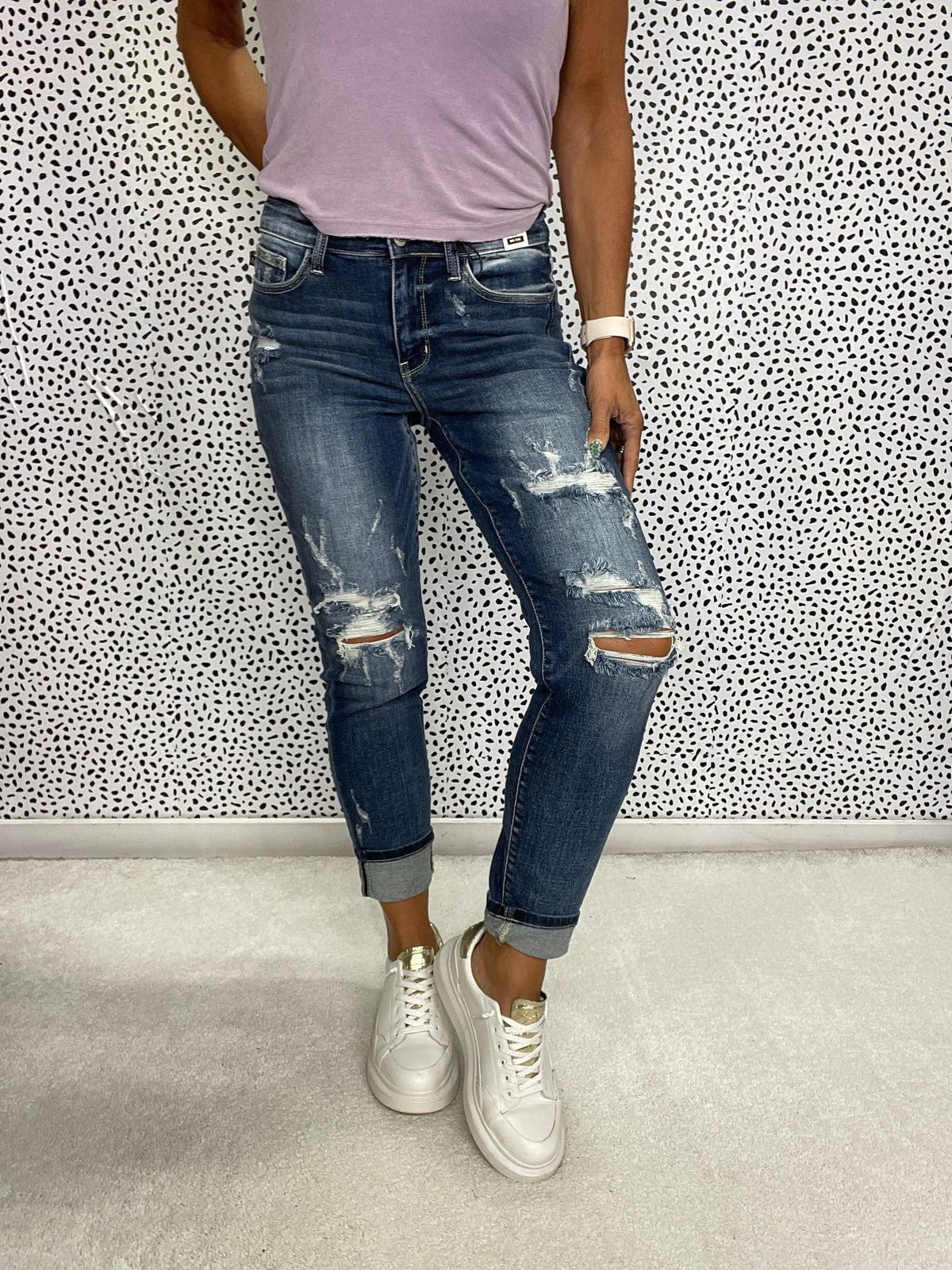 Judy Blue Josie Cuffed Mid Rise Boyfriend Fit Jean