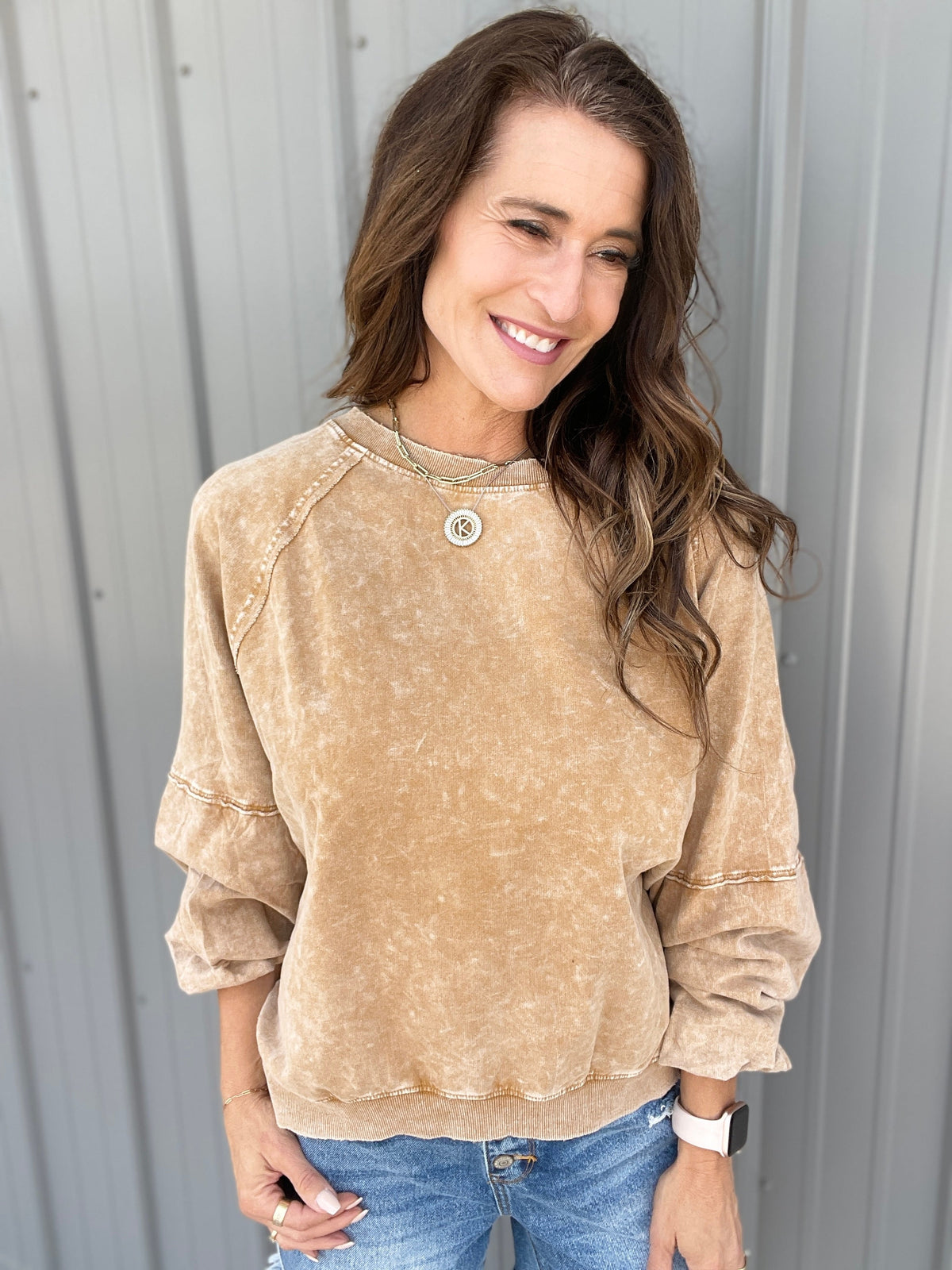 Where To Be Mineral Washed Top In 4 Colors: Camel, Denim, Sage, Orchid *Final Sale*