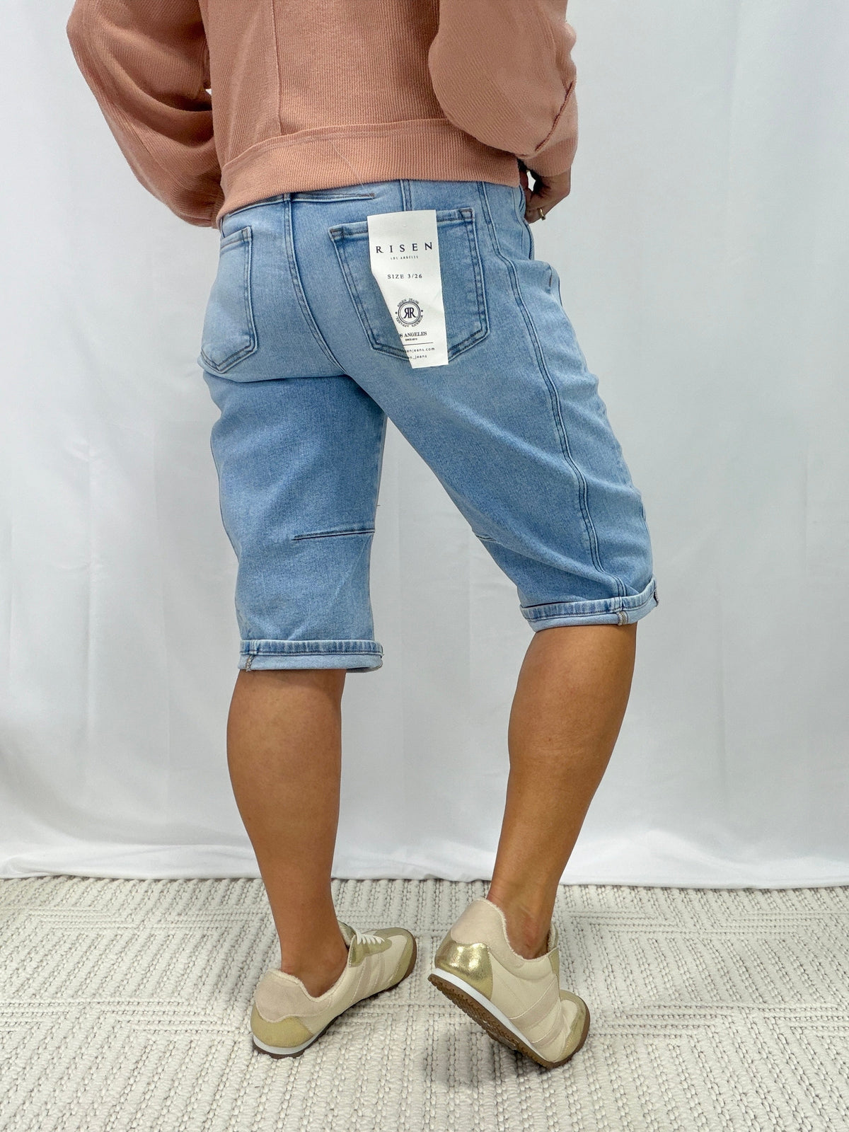Risen Melissa Slouchy Barrel Shorts In Light