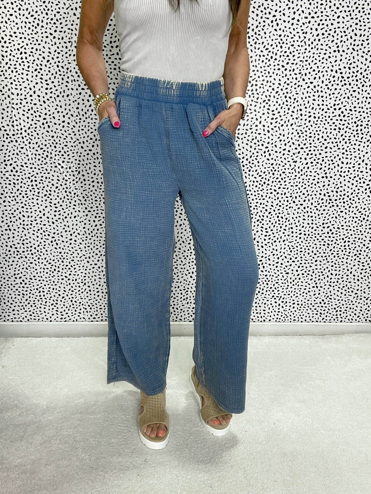 Prime Time Easy Fit Gauze Pants In 3 Colors *Final Sale*