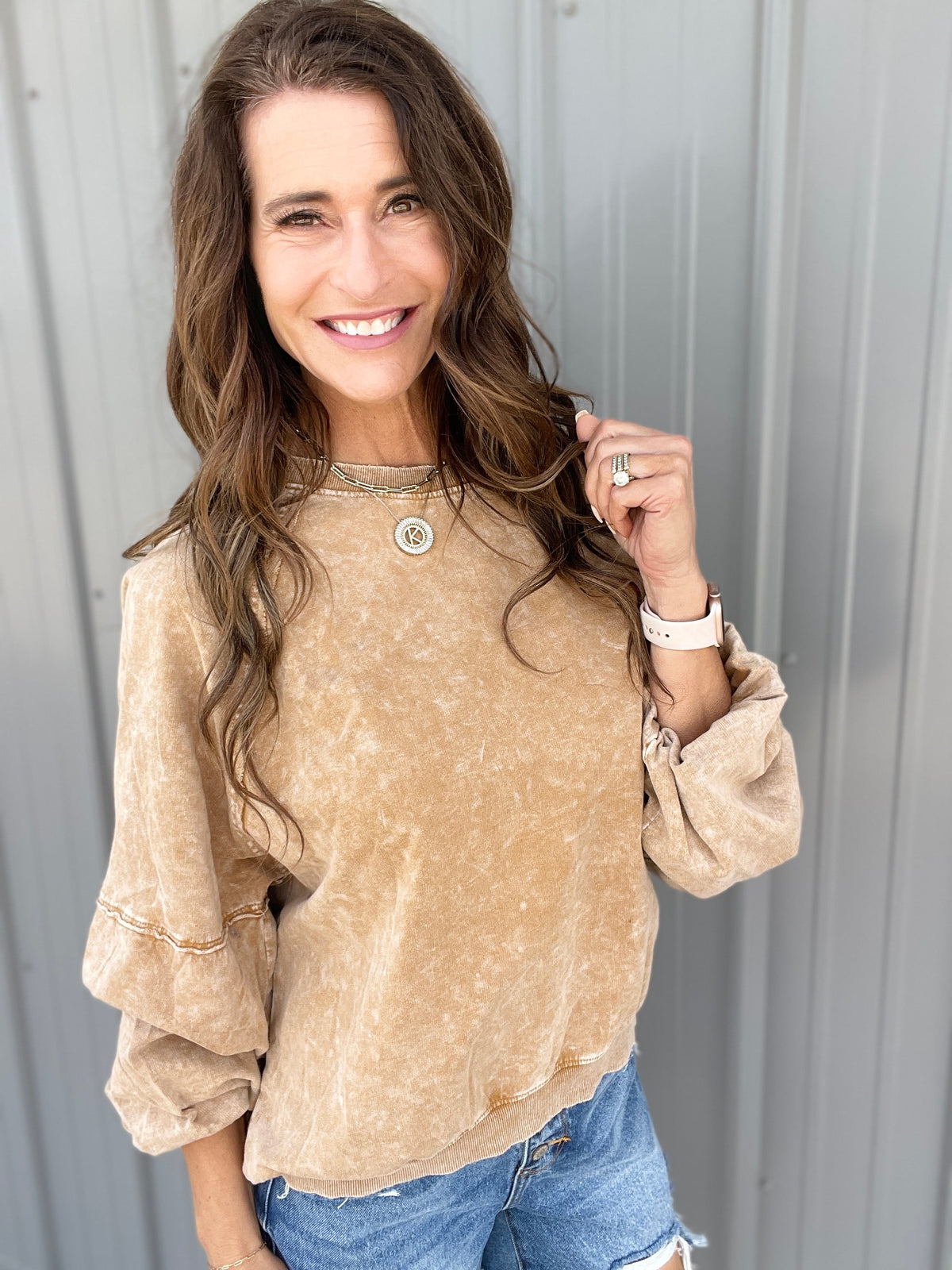 Where To Be Mineral Washed Top In 4 Colors: Camel, Denim, Sage, Orchid *Final Sale*
