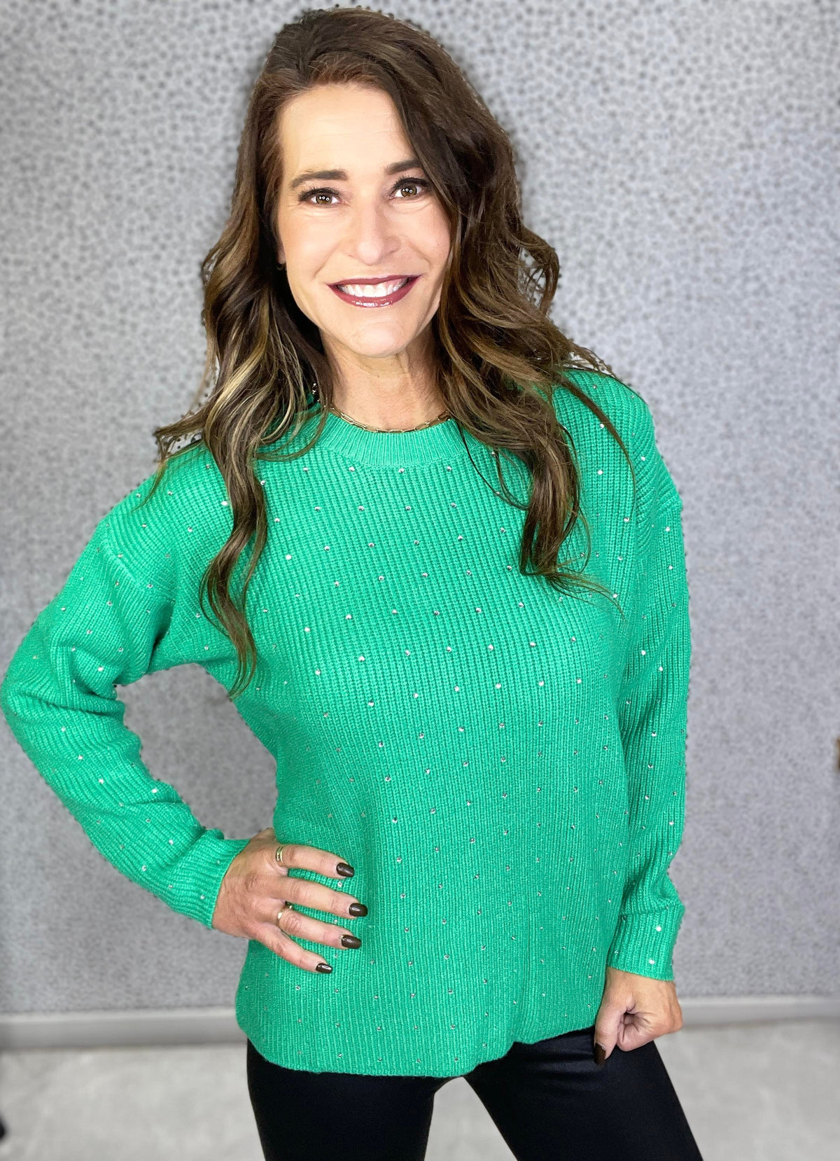 Time To Shine Rhinestone Detail Sweater