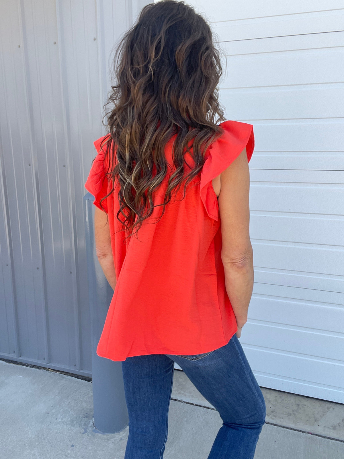 Sunset Perfection Airflow Ruffle Neck Flutter Sleeve Top *Final Sale*