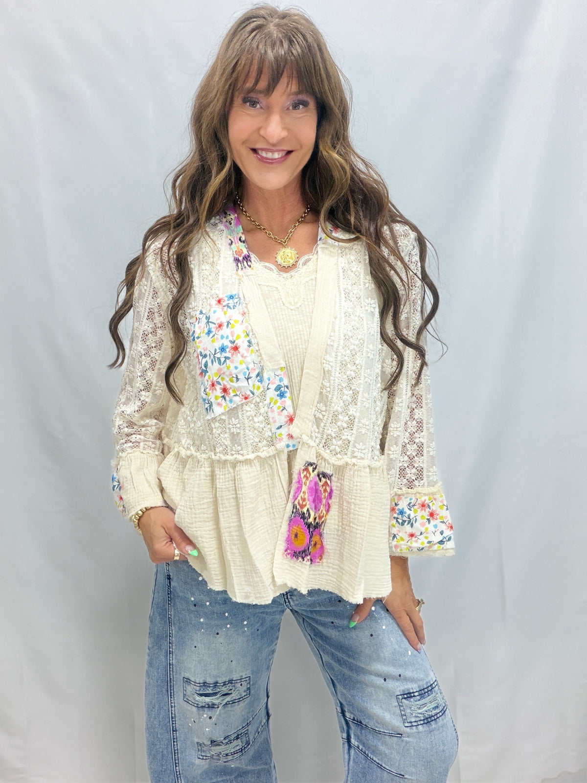 POL Bringing Sun Stretch Lace Cardigan In 3 Colors
