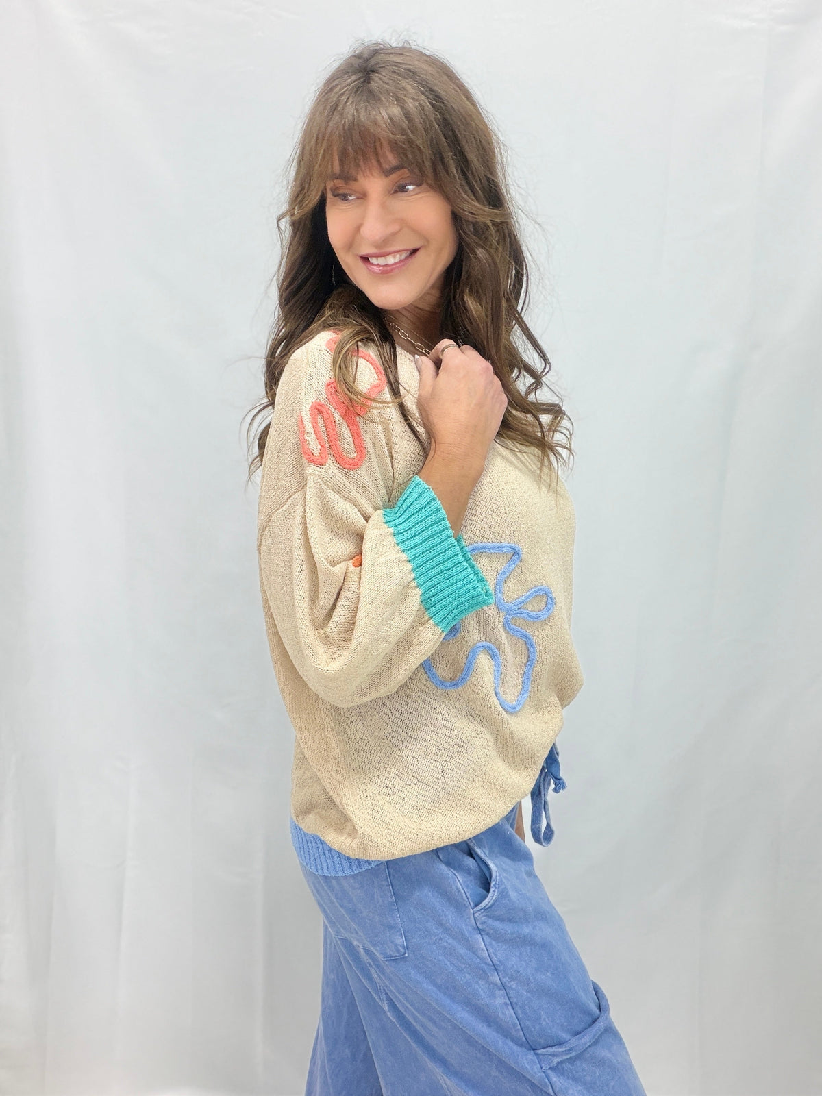 Color Me Cozy Flower Pattern Tunic Sweater In 4 Colors