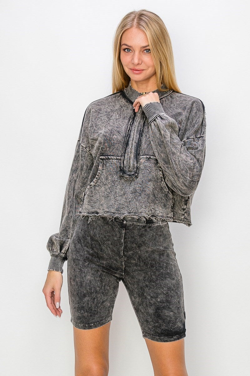 Even It Out Half Zip Mineral Wash Top In 5 Colors *Final Sale*