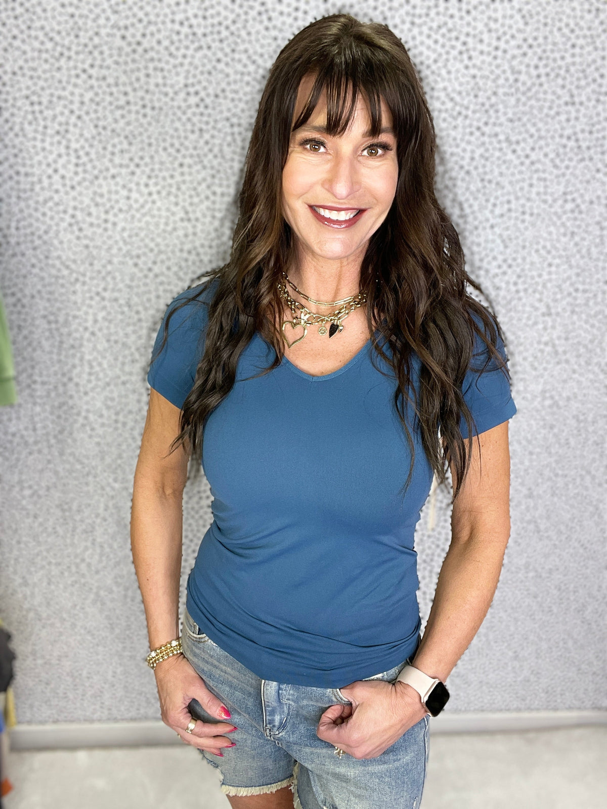 Everyday Great Scoop Neck Reversible Short Sleeve Top In Ten Colors