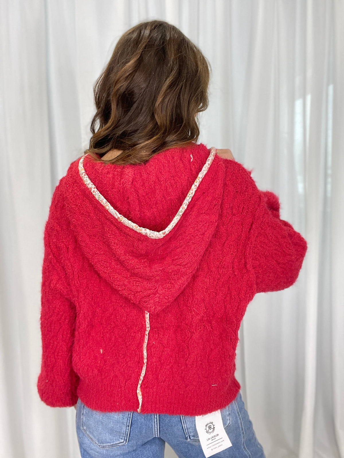 POL Fuzzy Blossom V-Neck Hoodie *Final Sale*