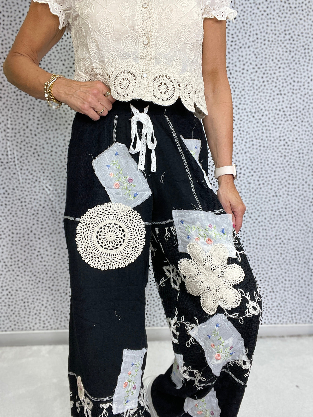 Pol Rose Garden Patchwork Pants In 3 Colors