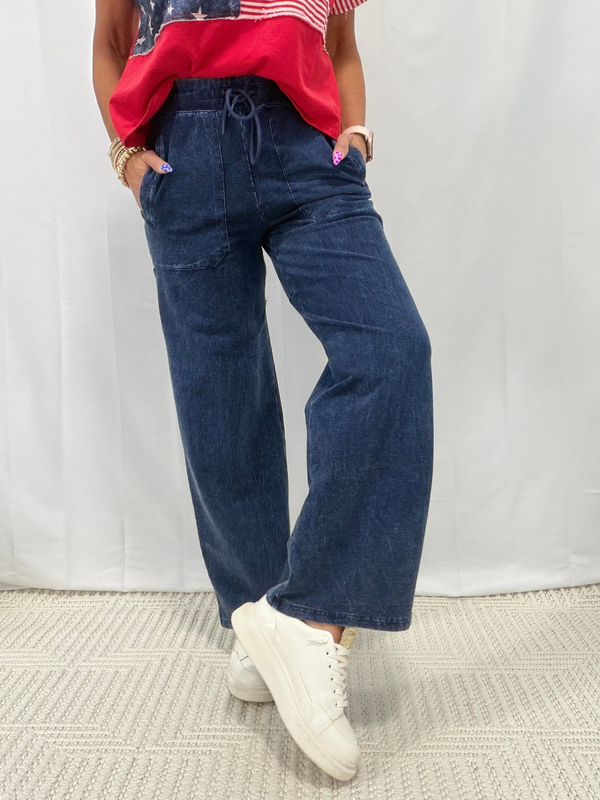 Move Mountains Mineral Wash Utility Pants In Denim
