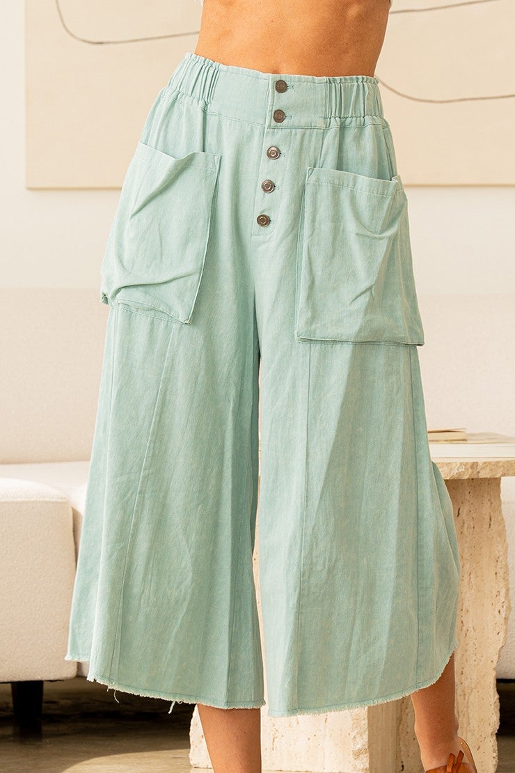 High Rise Wide Leg Pants With Oversized Pockets In 3 Colors *Final Sale*
