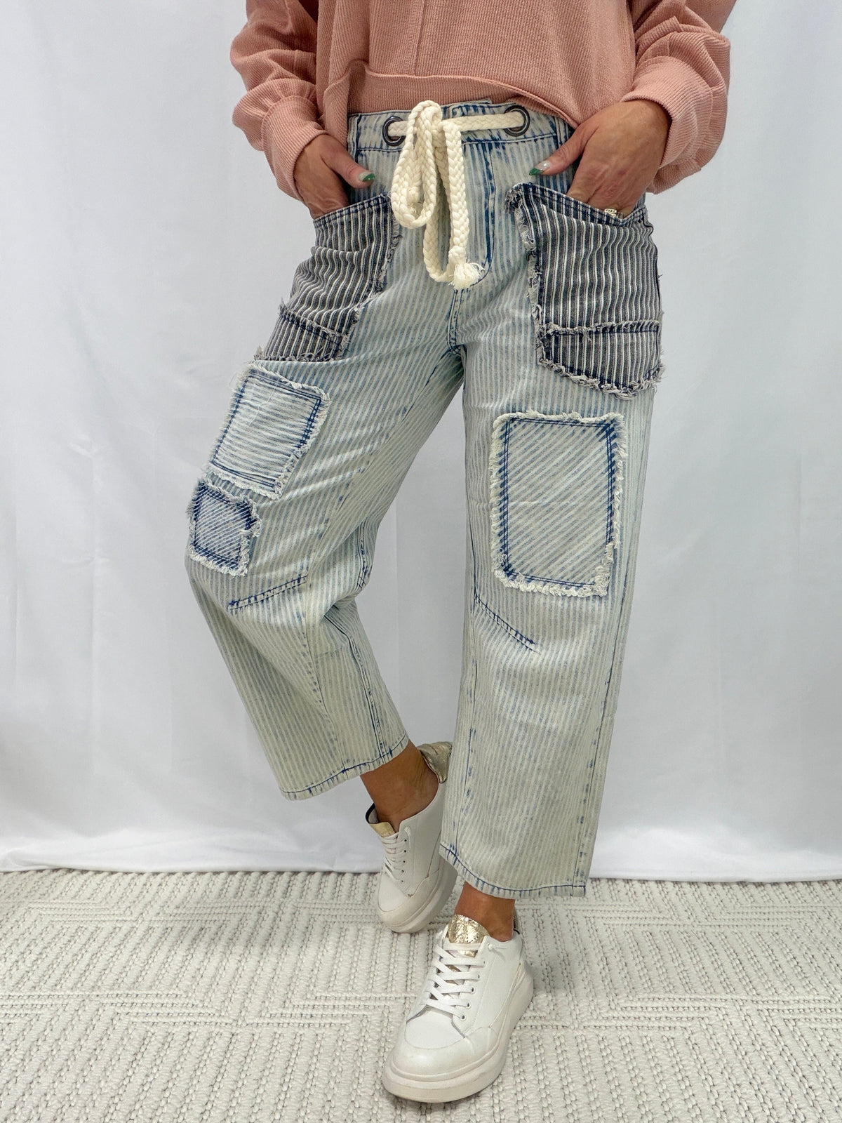 Oli & Hali Sweet Horizon Stripe Pants In Blue