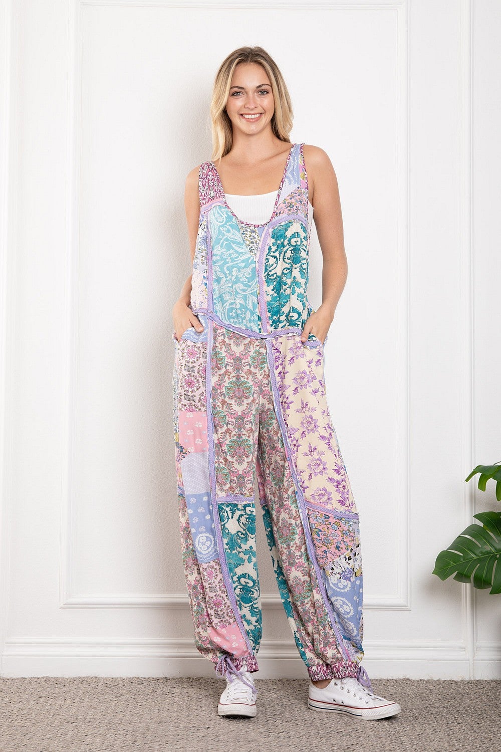 Multi Contrast Wide Leg Jumpsuit
