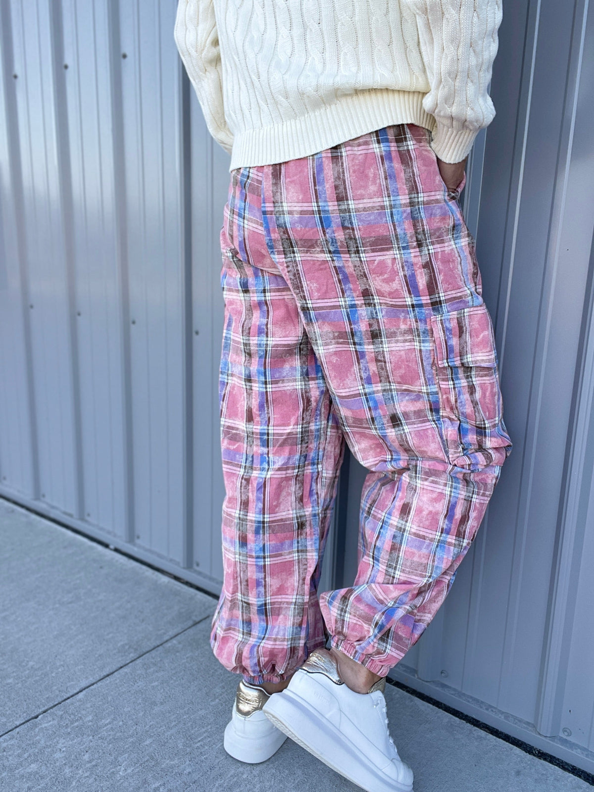 POL Stay True Plaid Print Cotton Jogger Pants In 2 Colors
