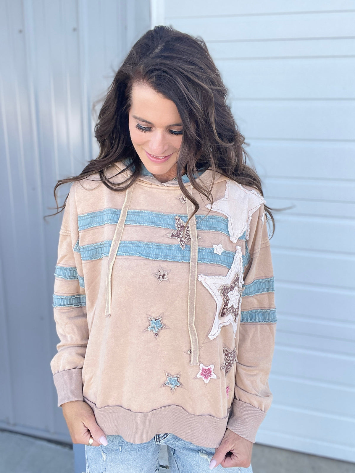Oli & Hali Stellar Vibes Mineral Washed Hoodie In 2 Colors: Mocha, Dark Brown *Final Sale*